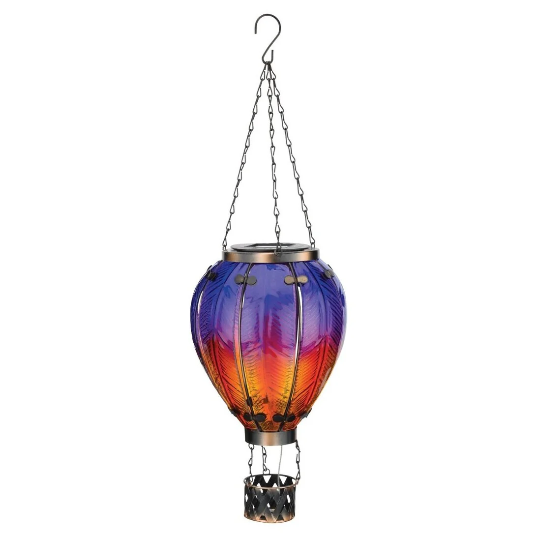 Hot Air Balloon Solar Lantern LG - Purple - 7.5''x7.5''x23.5''