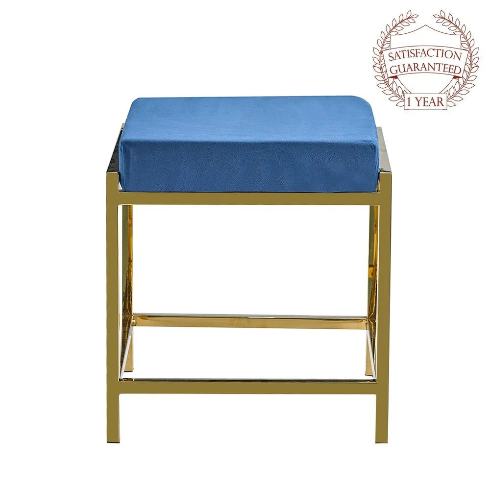 Porthos Home Kes Accent Bench/Stool, Gold Stainless Steel & Suede