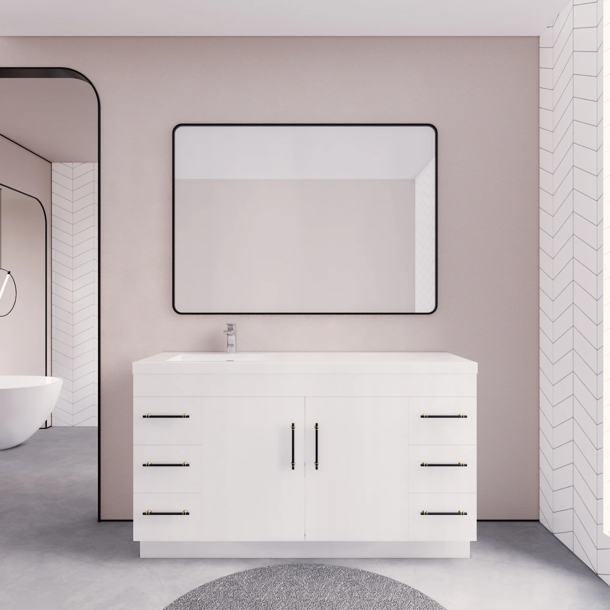 Eliza 60'' Freestanding Vanity with Single Sink on the Left