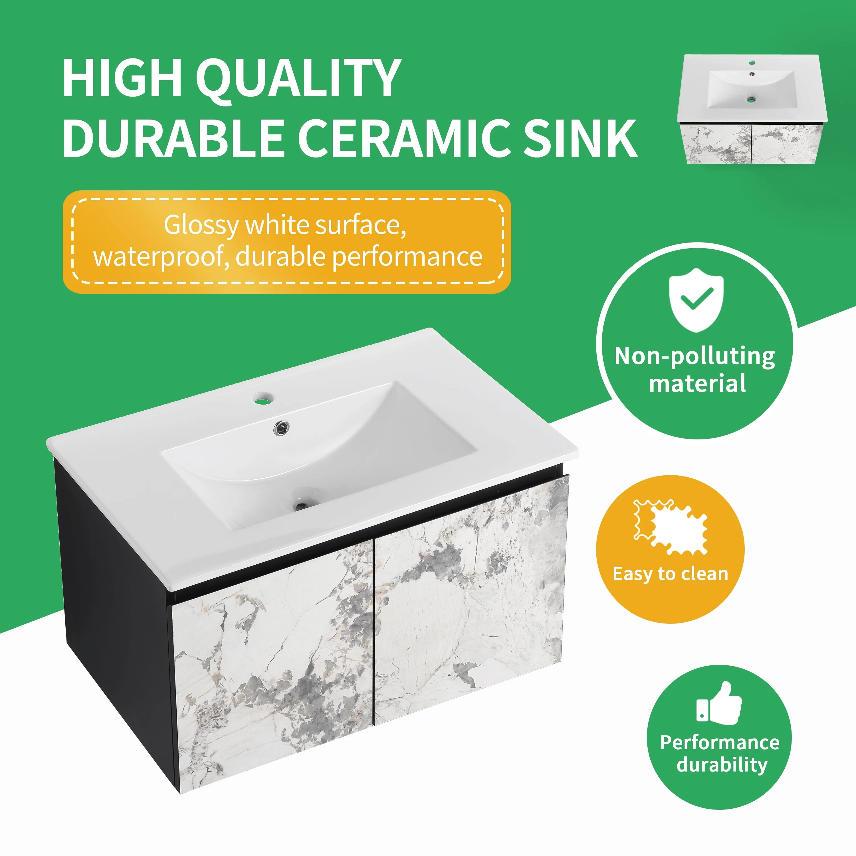 BNK 24/30/48 Inch Double Sink Bathroom Vanity with Soft Close Door