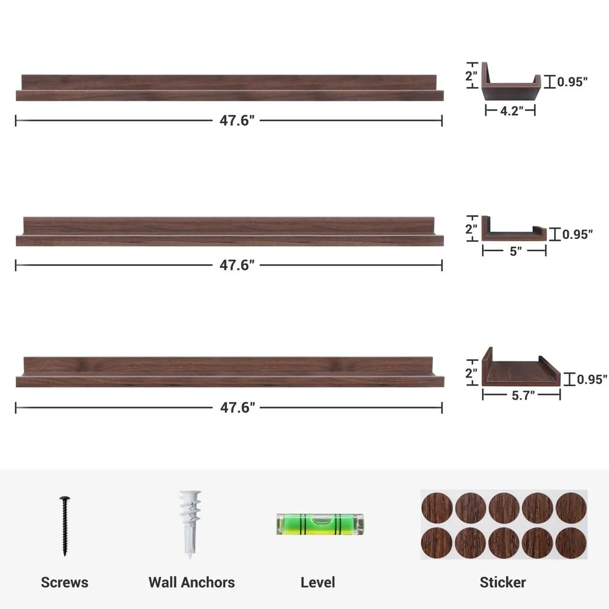 Picture Ledge Shelf, Floating Shelves Wall Mounted Set of 3