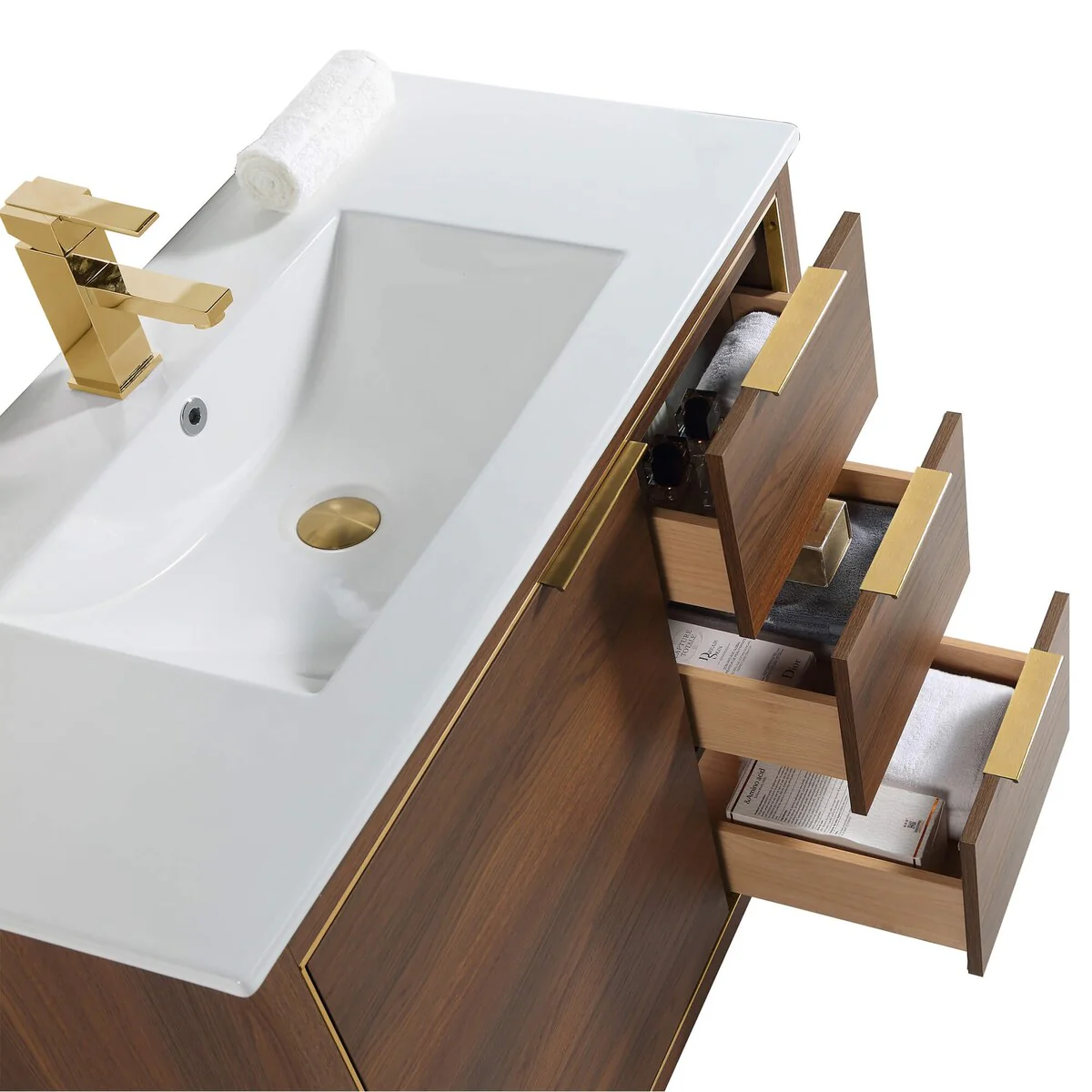 Fine Fixtures Opulence Collection Bathroom Vanity with White Ceramic Sink