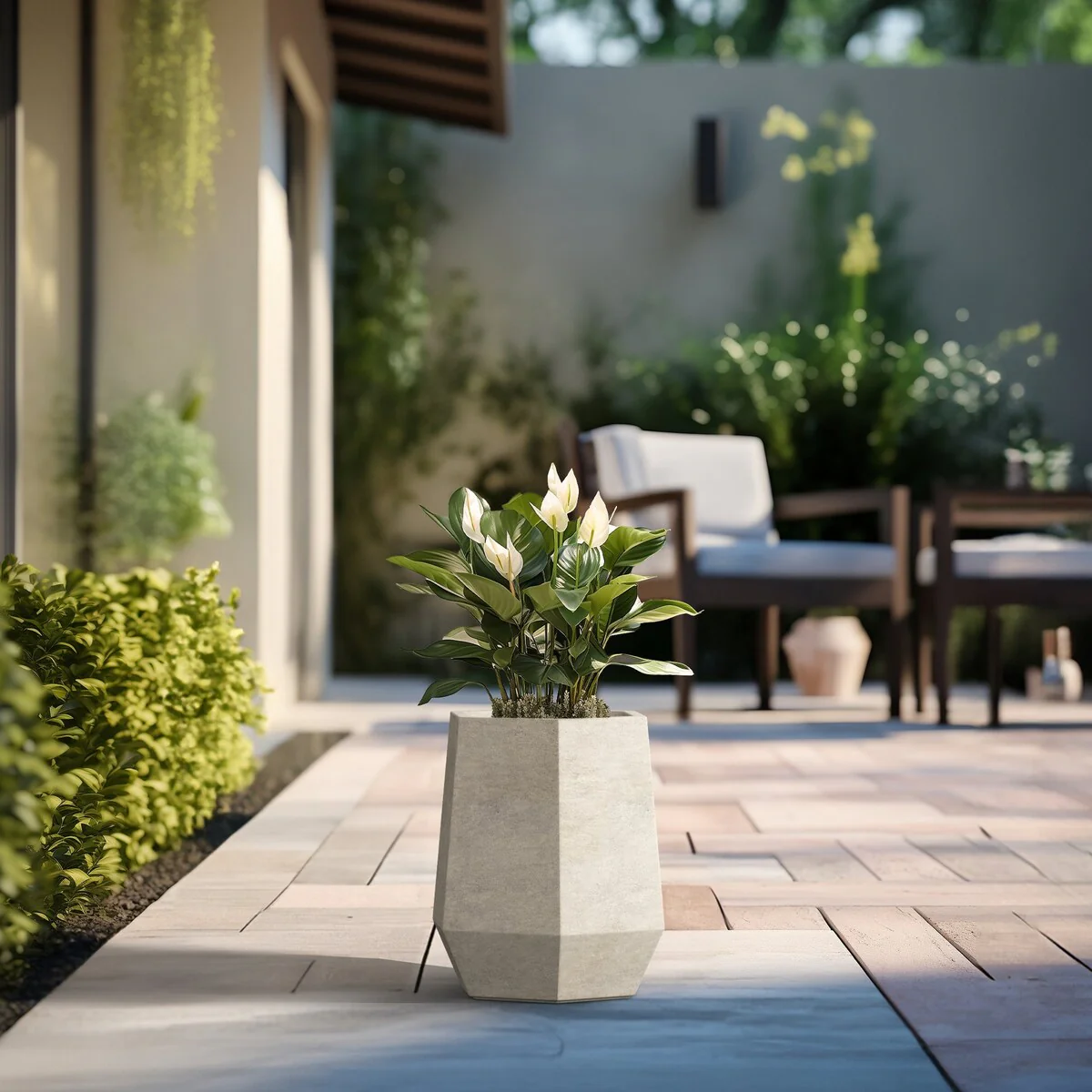 Tall Concrete Geometric Plant Pots / Large Indoor and Outdoor flower Planters