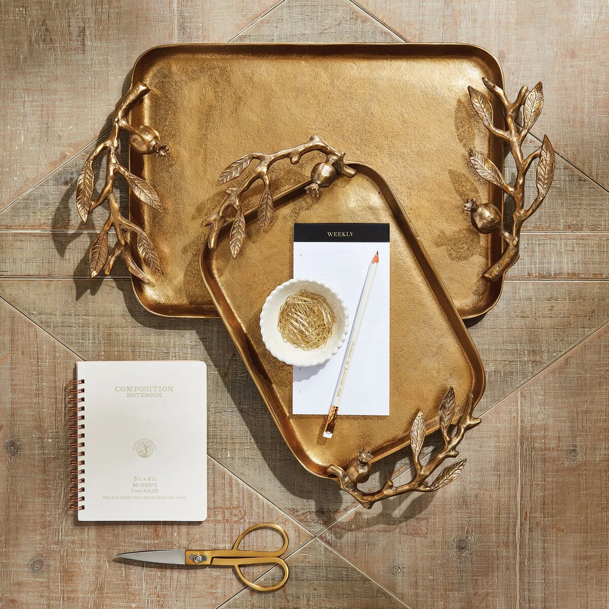 Pomegranate Branch Trays, Set of 2