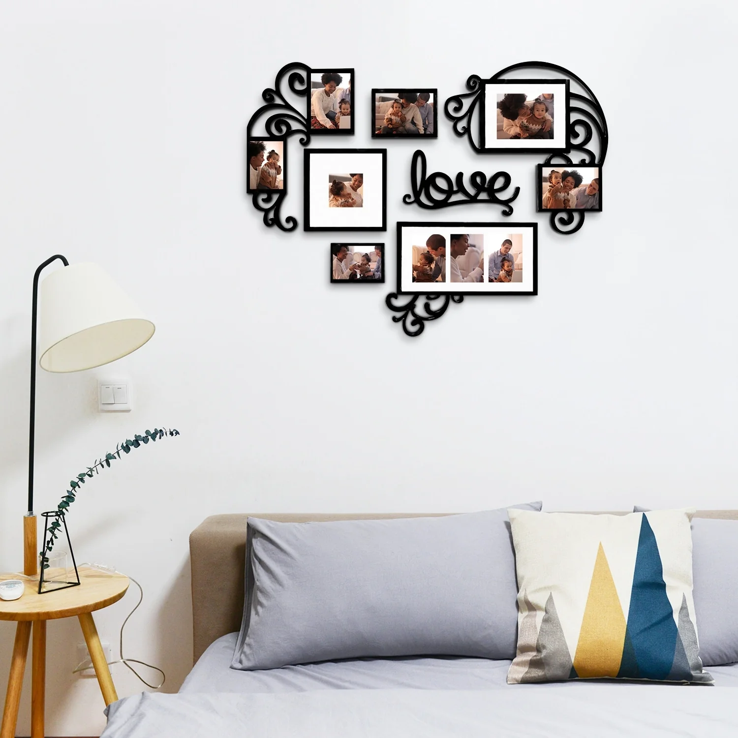 Mid-Century Retro Love Shape Wall Hanging Picture Frame Family Photo Frame Holiday Gifts
