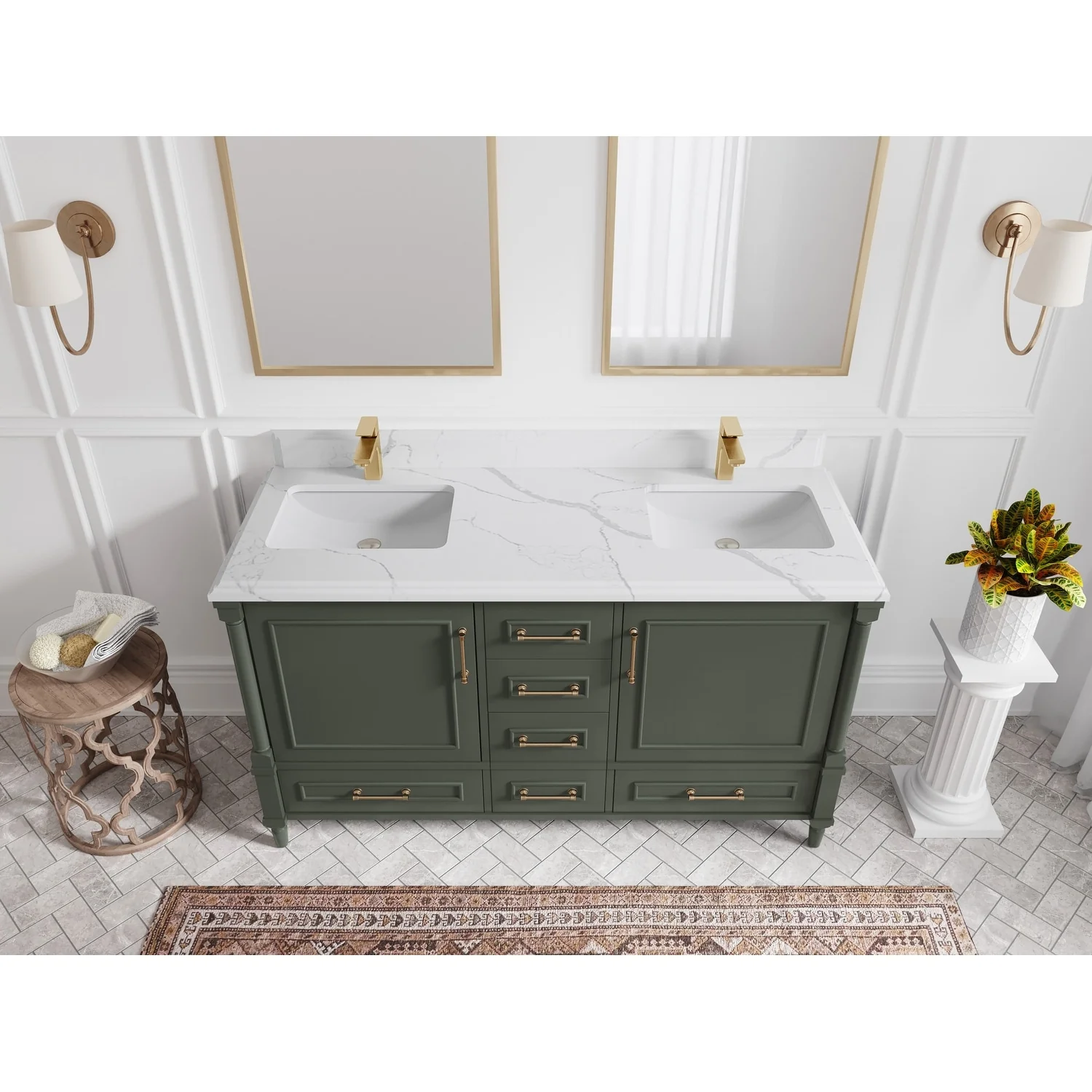 Willow Collections 60 in. W x 22 in. D Aberdeen Double Sink Bathroom Vanity with Countertop
