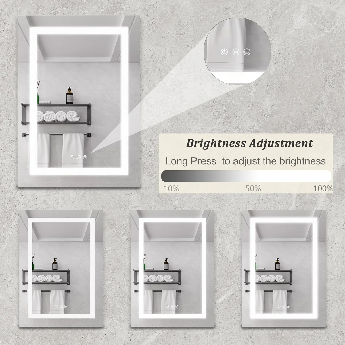 Bathroom Medicine Cabinet with Mirror Wall Mounted LED Bathroom Mirror Cabinet with Lights, Anti-Fog,Storage Shelves