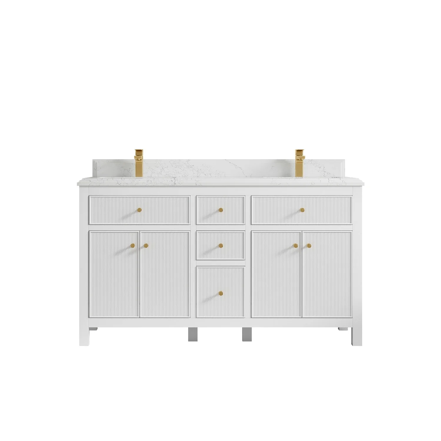 Willow Collections 60 in. W x 22 in D. Sonoma Free Standing Reeded Double Sink Bathroom Vanity with Countertop
