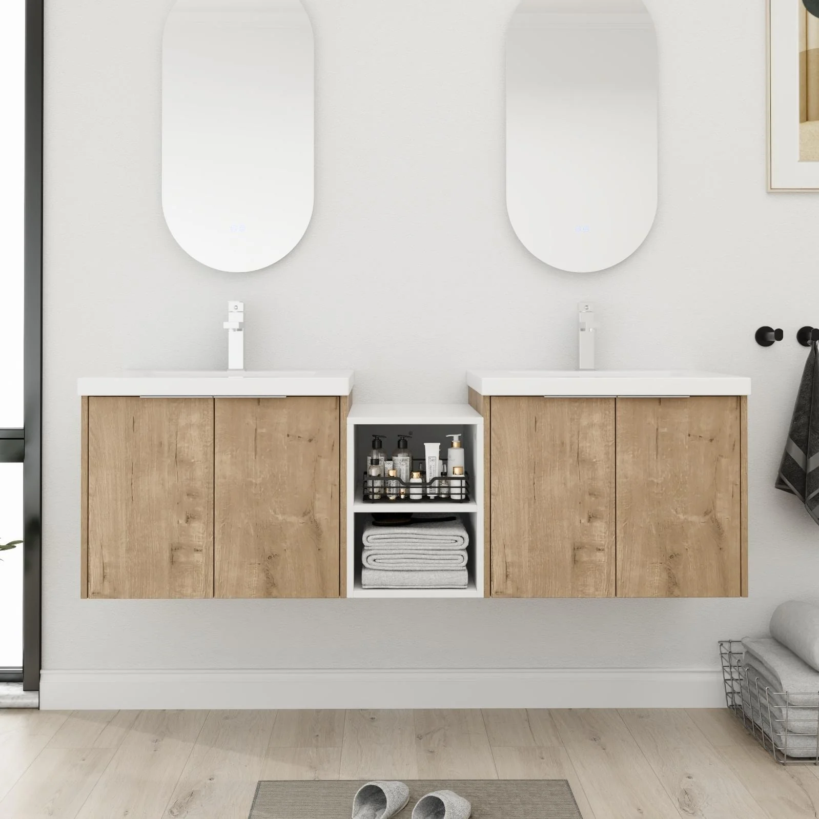 Bathroom Vanity With Sink In 24/36/48/60/72/84 Inch, Floating Bathroom Vanity With Soft Close Door and Shelf
