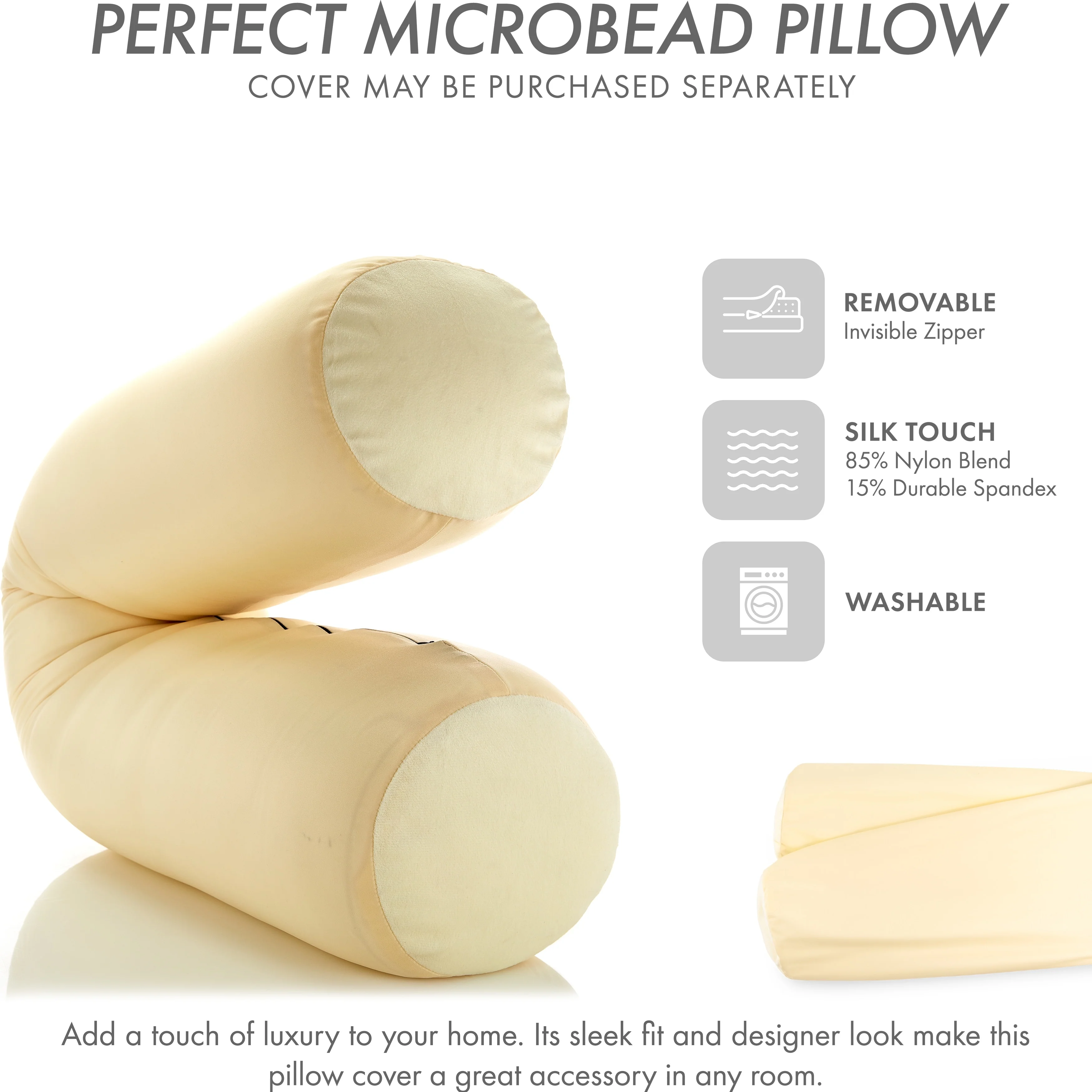 Straight Body Pillow, Premium Microbead,Side Sleeping / Pregnant Women