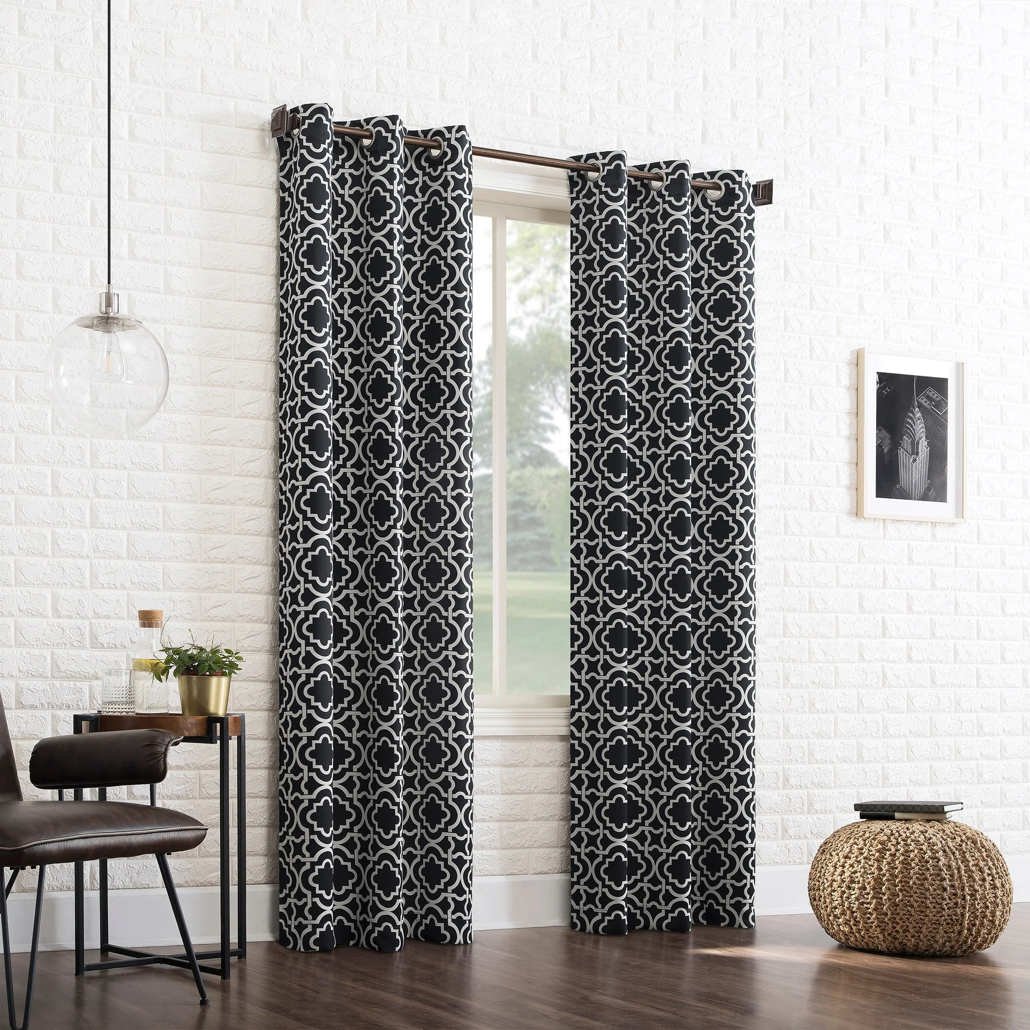 Sun Zero Barnett Trellis Blackout Grommet Curtain Panel, Single Panel