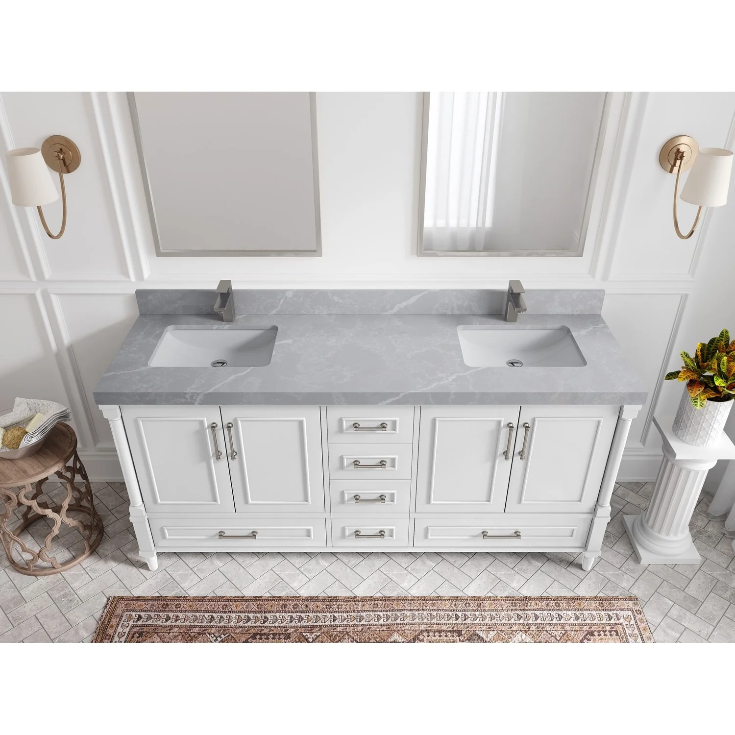 Willow Collections 72 in. W x 22 in. D Aberdeen Double Sink Bathroom Vanity with Countertops