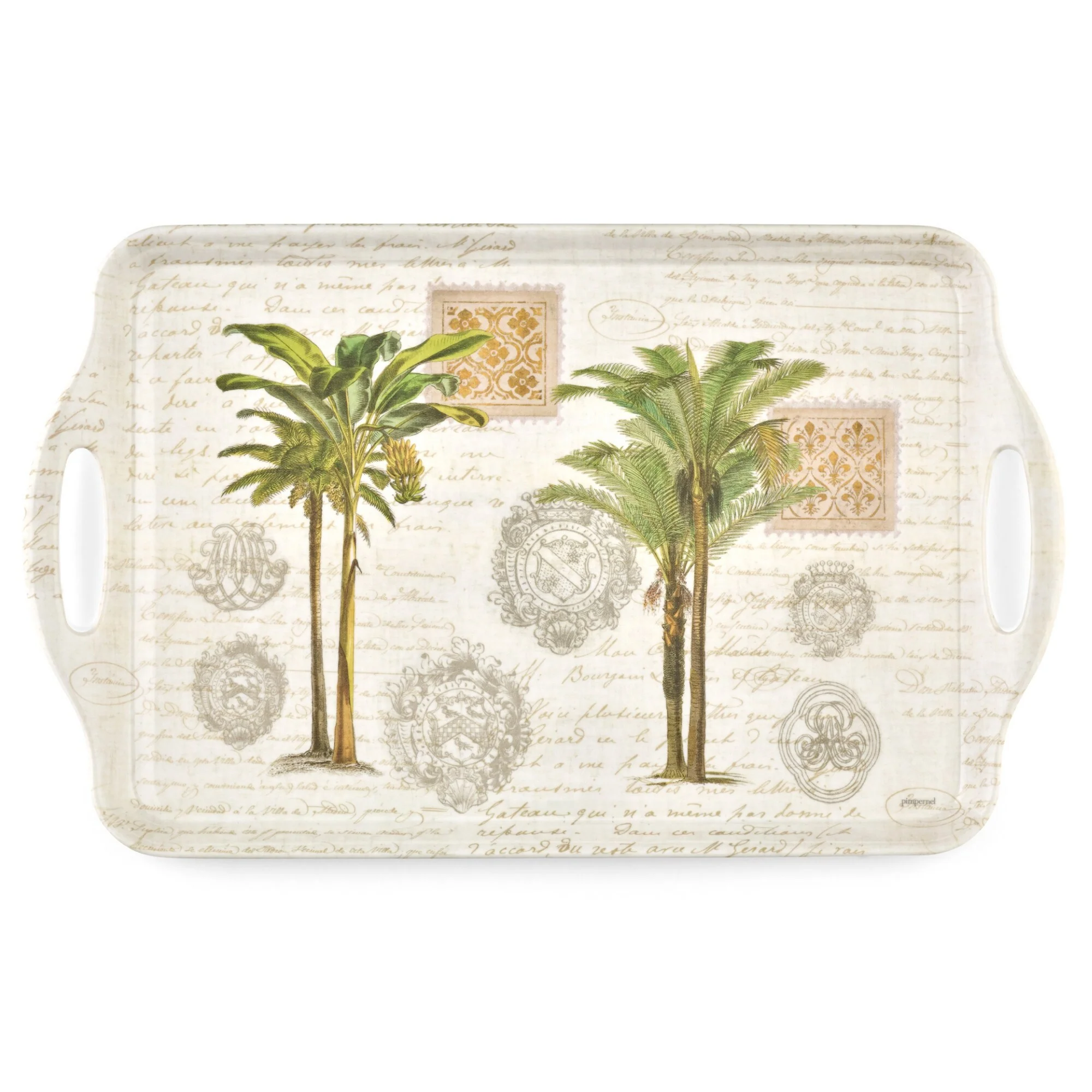 Pimpernel Vintage Palm Study Large Melamine Handled Tray - 19.25