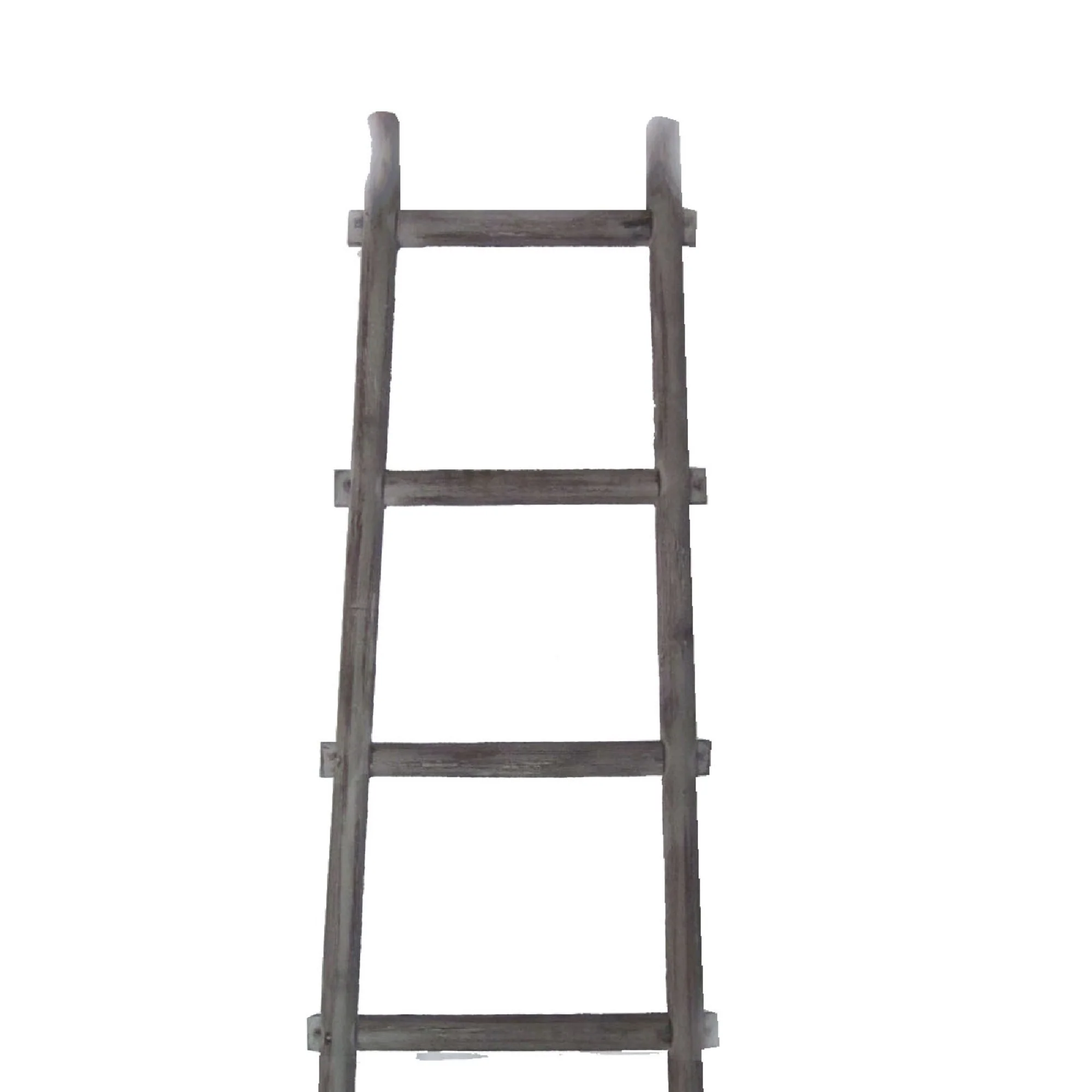Transitional Style Wooden Decor Ladder with 5 Steps, Gray
