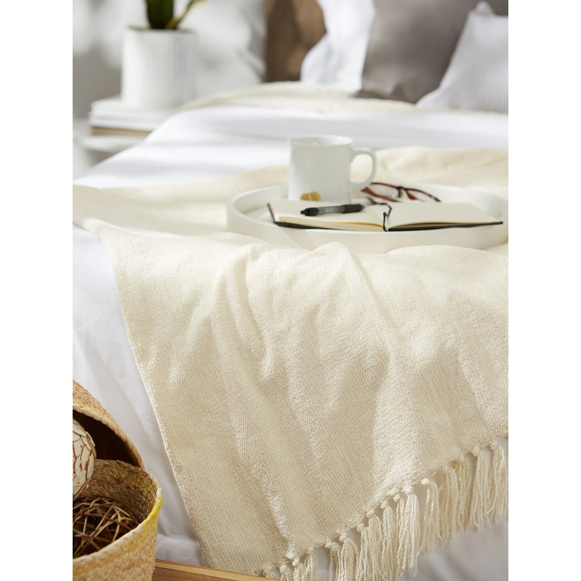 DII Soft Denim Blue Chenille Throw