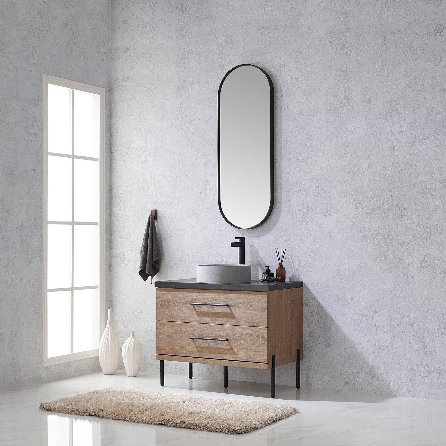 Trento Bath Vanity with Sintered Stone Top with Concrete Sink (C)
