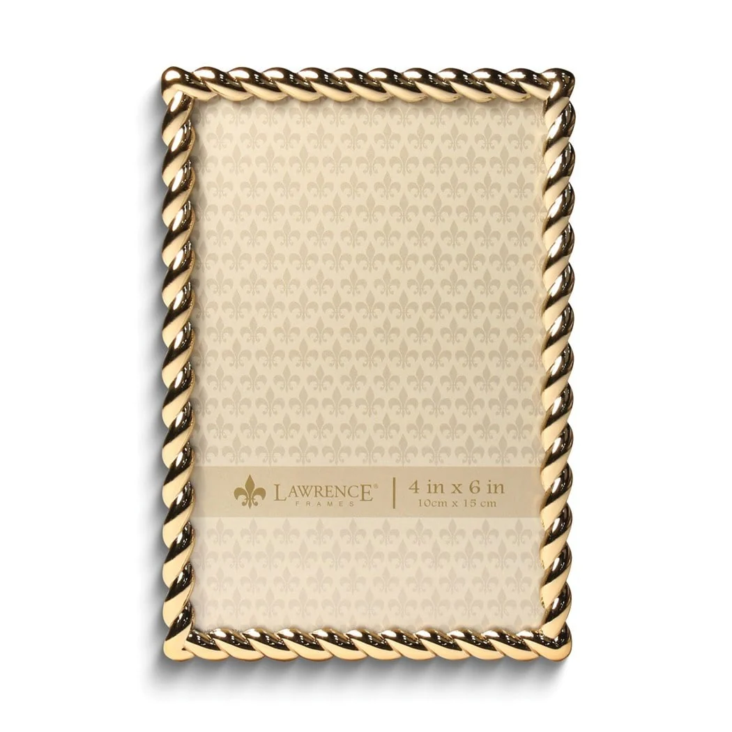 Curata Gold-Tone 4x6 Rope Metal Photo Frame