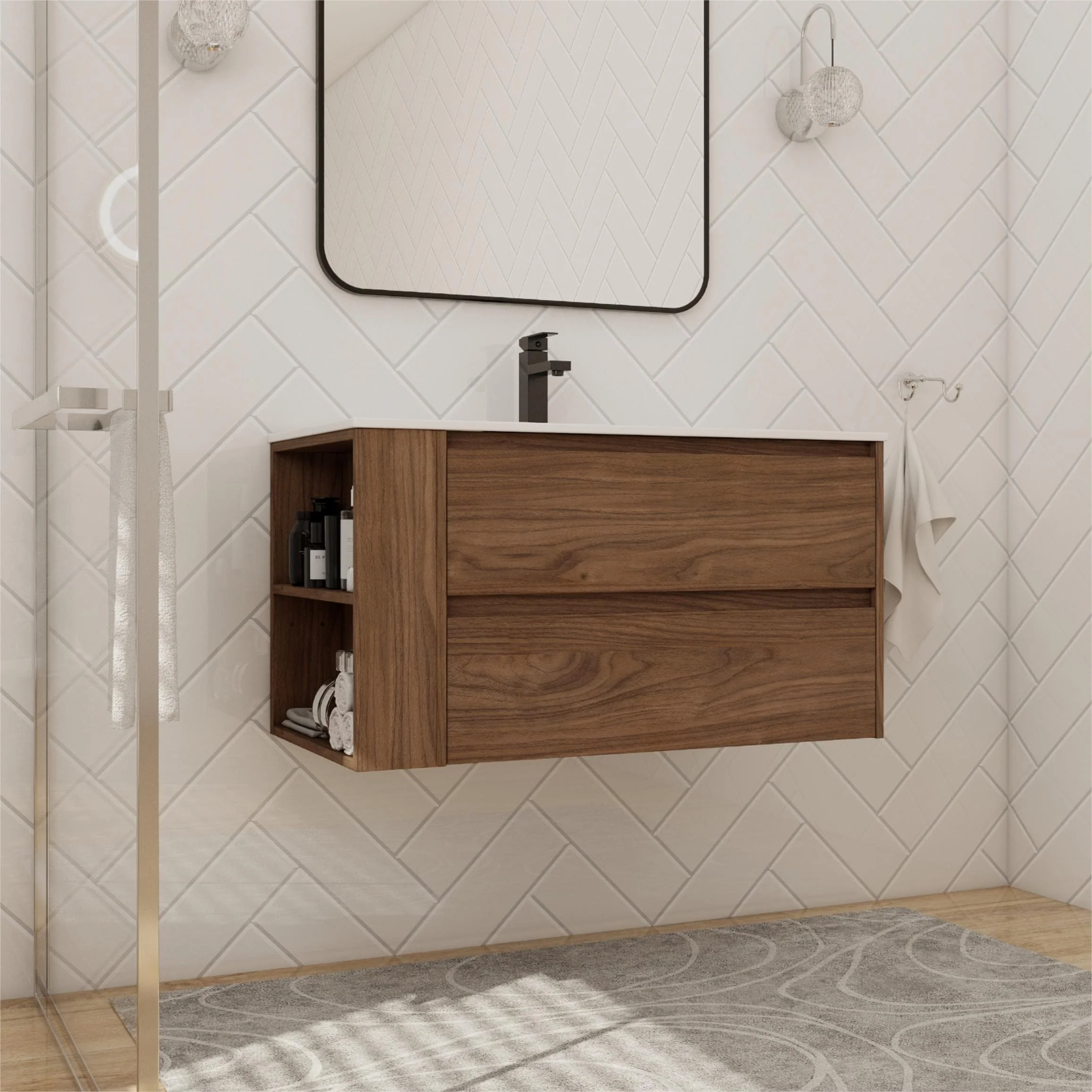 Beingnext 30''/36'' Single Sink Floating Bathroom Vanity with Soft Close Drawer and Adjustable Shelf