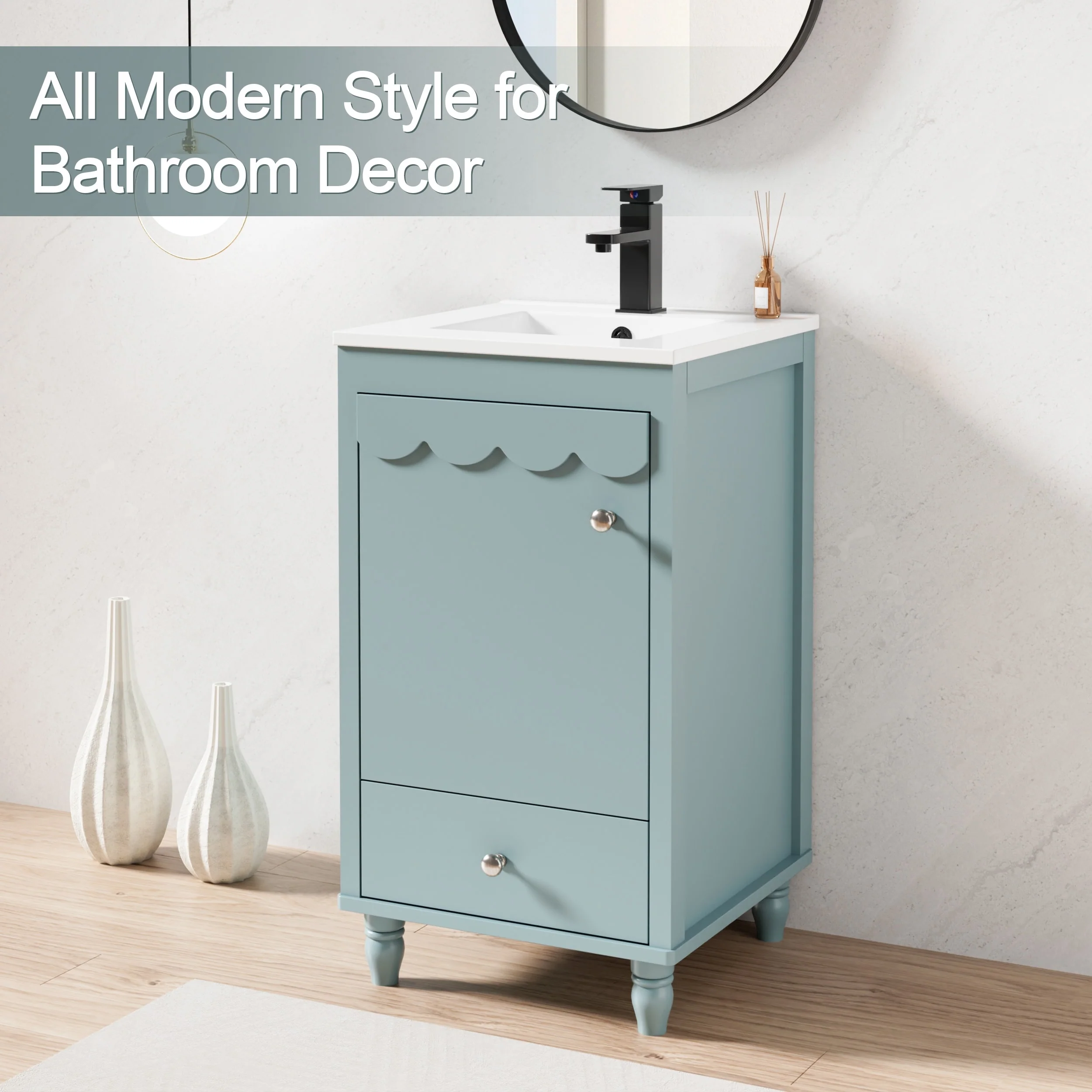 Lace Trim Freestanding Bathroom Vanity Set - Perfect for Bathrooms