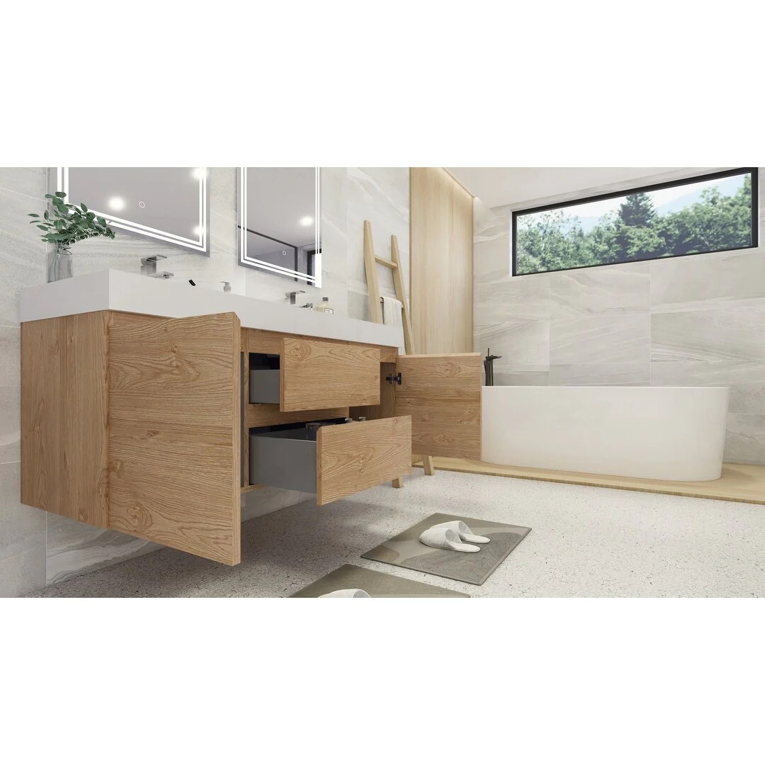 Baillie 60'' Wall-Mounted Vanity with Double Reinforced Acrylic Sink