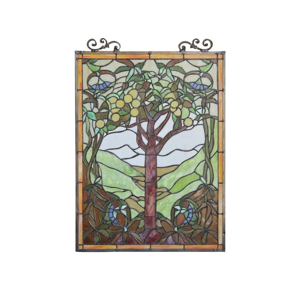 Chloe Tiffany-style 'Tree of Life' Window Art Glass Panel
