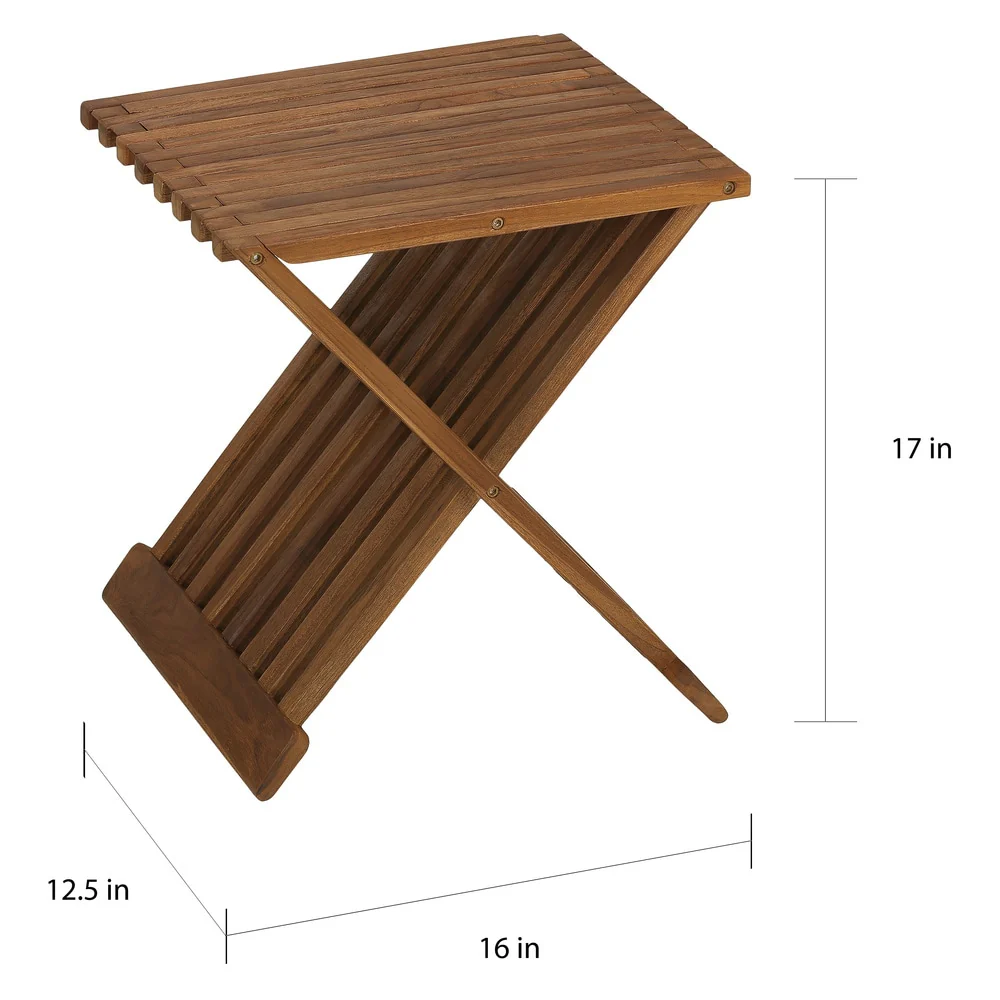 Bare Decor Rocco Solid Teak Wood Folding Stool