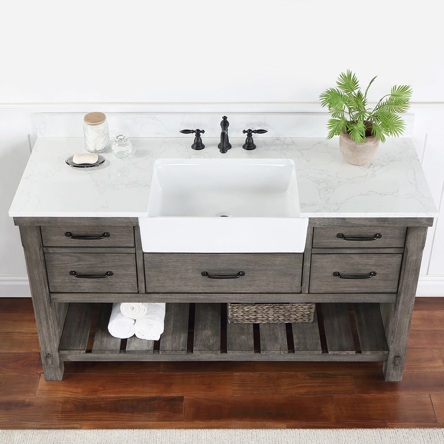 Villareal Bath Vanity with Composite Stone Top without Mirror