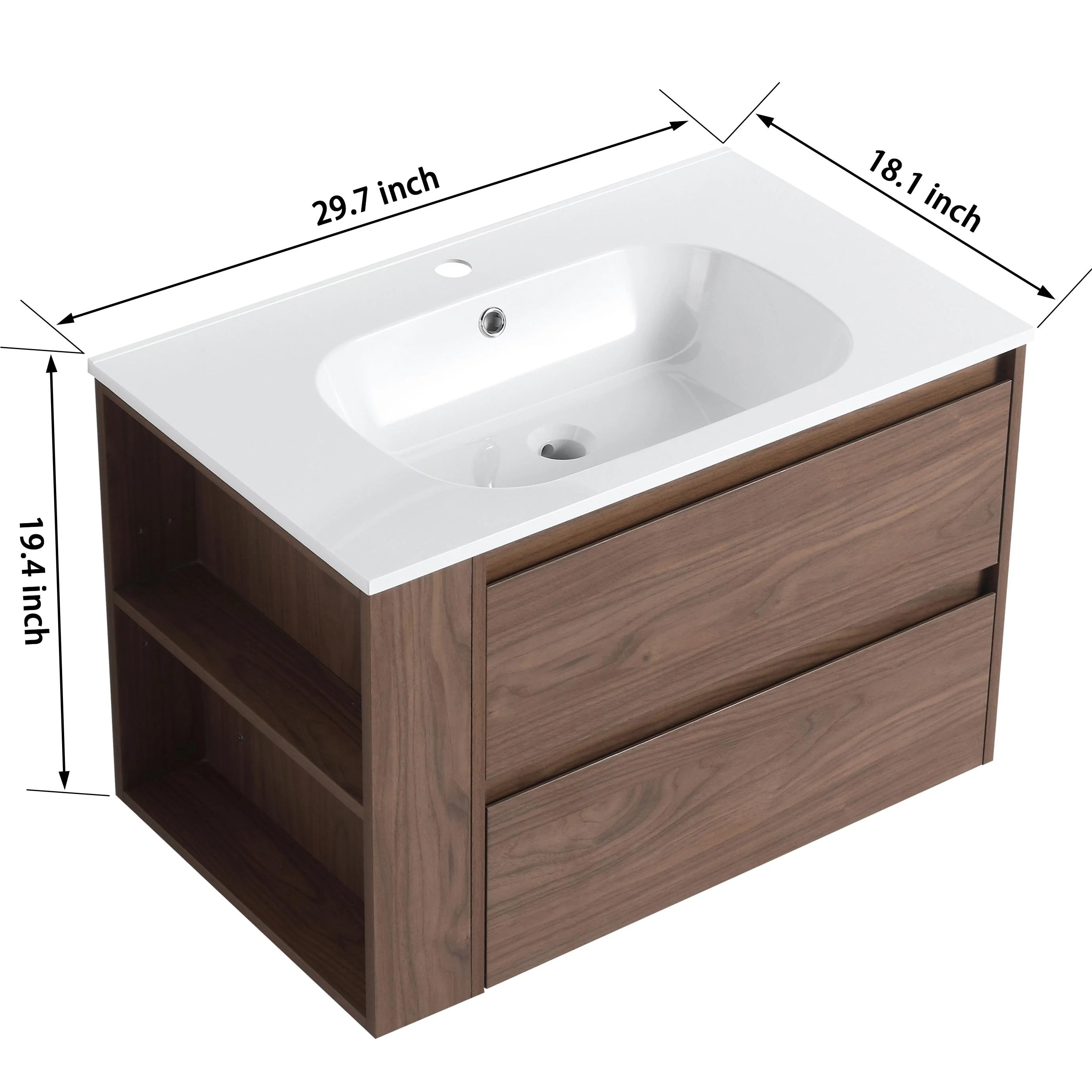 Beingnext 30''/36'' Single Sink Floating Bathroom Vanity with Soft Close Drawer and Adjustable Shelf