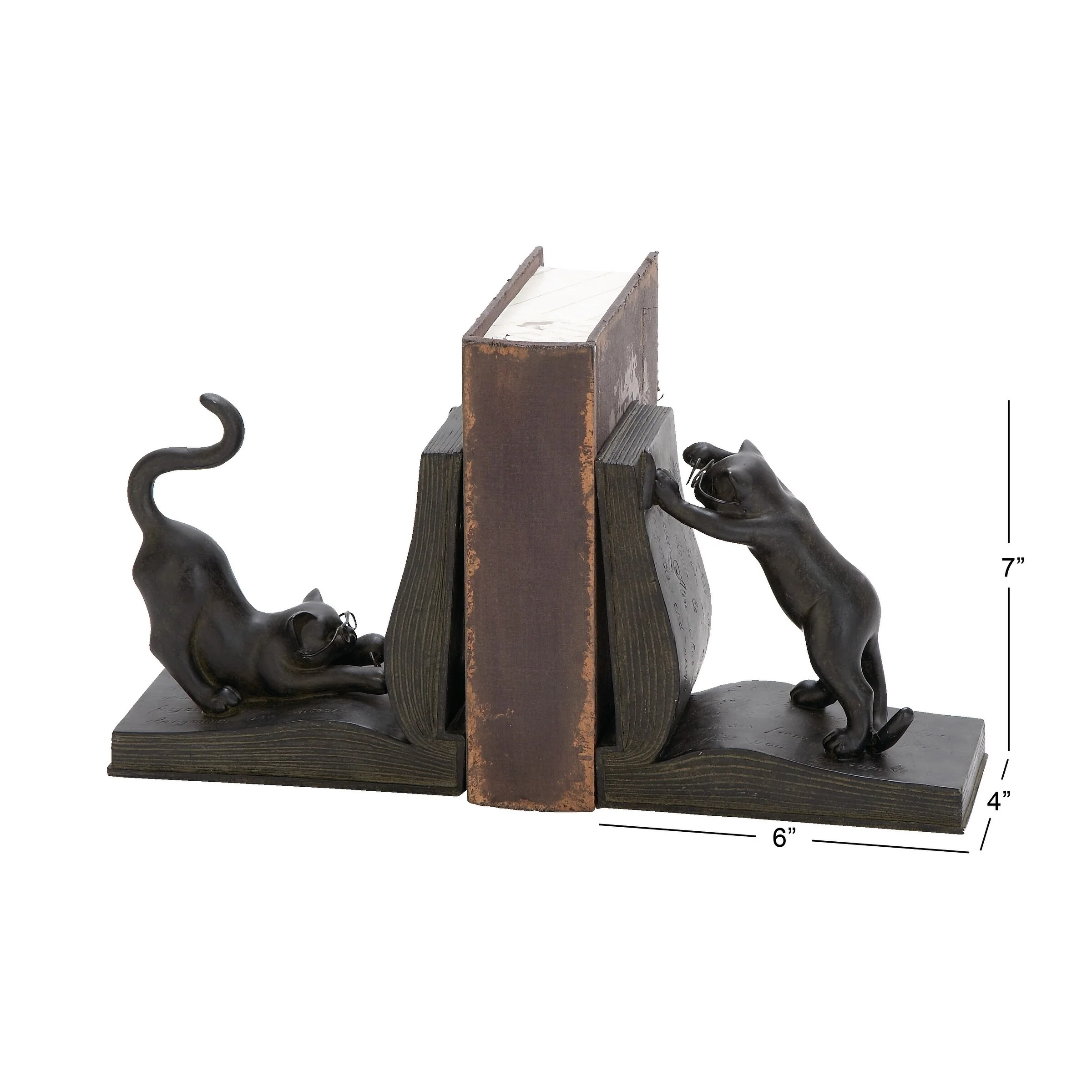 Black Polystone Eclectic Bookends Animals (Set of 2)