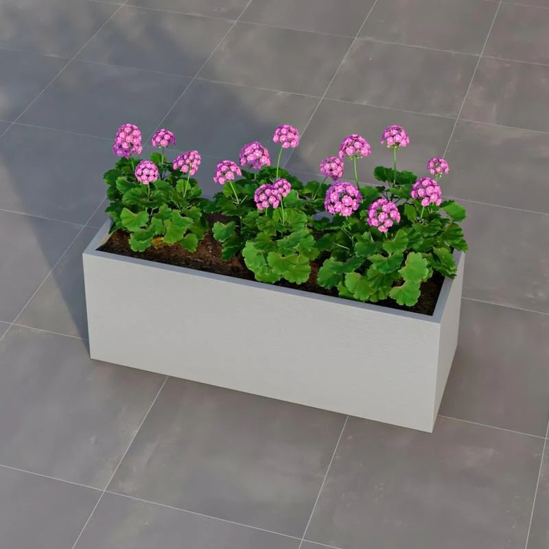 Flora Modern Rectangular Planter in Fiberstone and MGO Clay with Drainage for Indoor & Outdoor Home Office Patio Yard Decor
