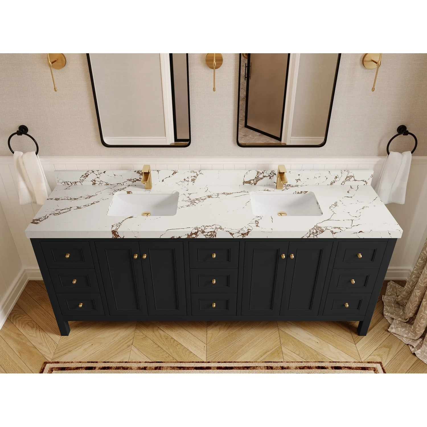 Willow Collections 84 in. W x 22 in. D Nashville Double Bowl Sink Bathroom Vanity with Countertop