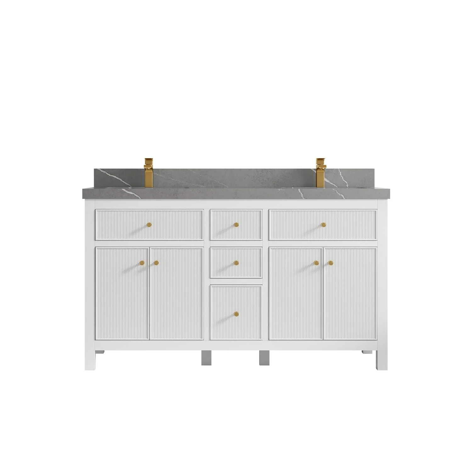 Willow Collections 60 in. W x 22 in D. Sonoma Free Standing Reeded Double Sink Bathroom Vanity with Countertop