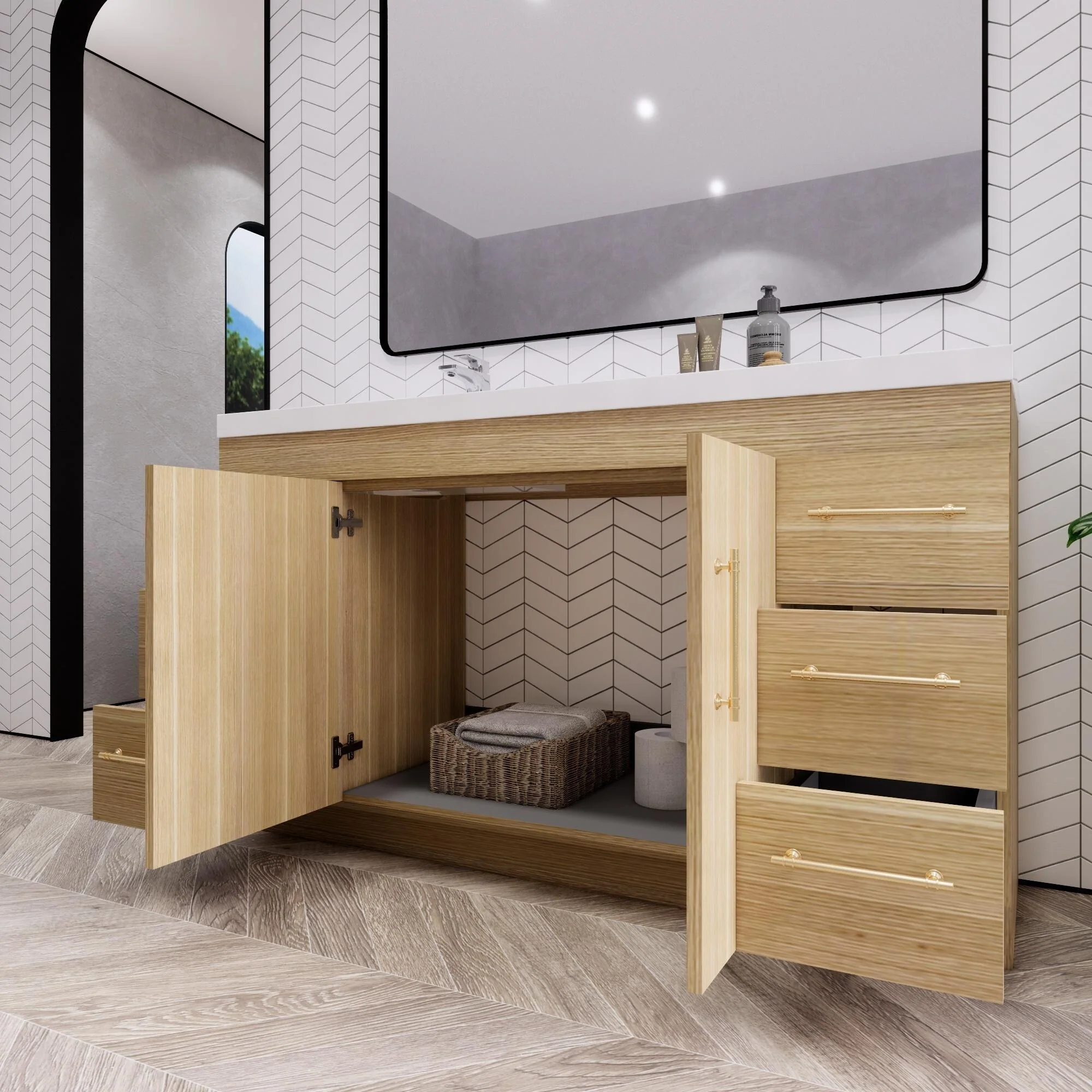 Eliza 60'' Freestanding Vanity with Single Sink on the Left