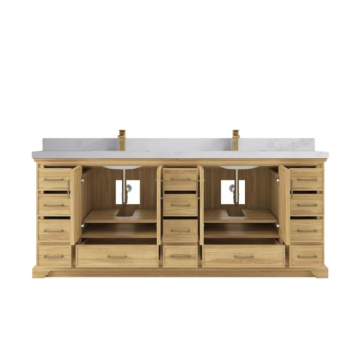 Willow Collections 84 in. W x 22 in. D Charlotte Teak Double Sink Bathroom Solid Teak Vanity with Countertop