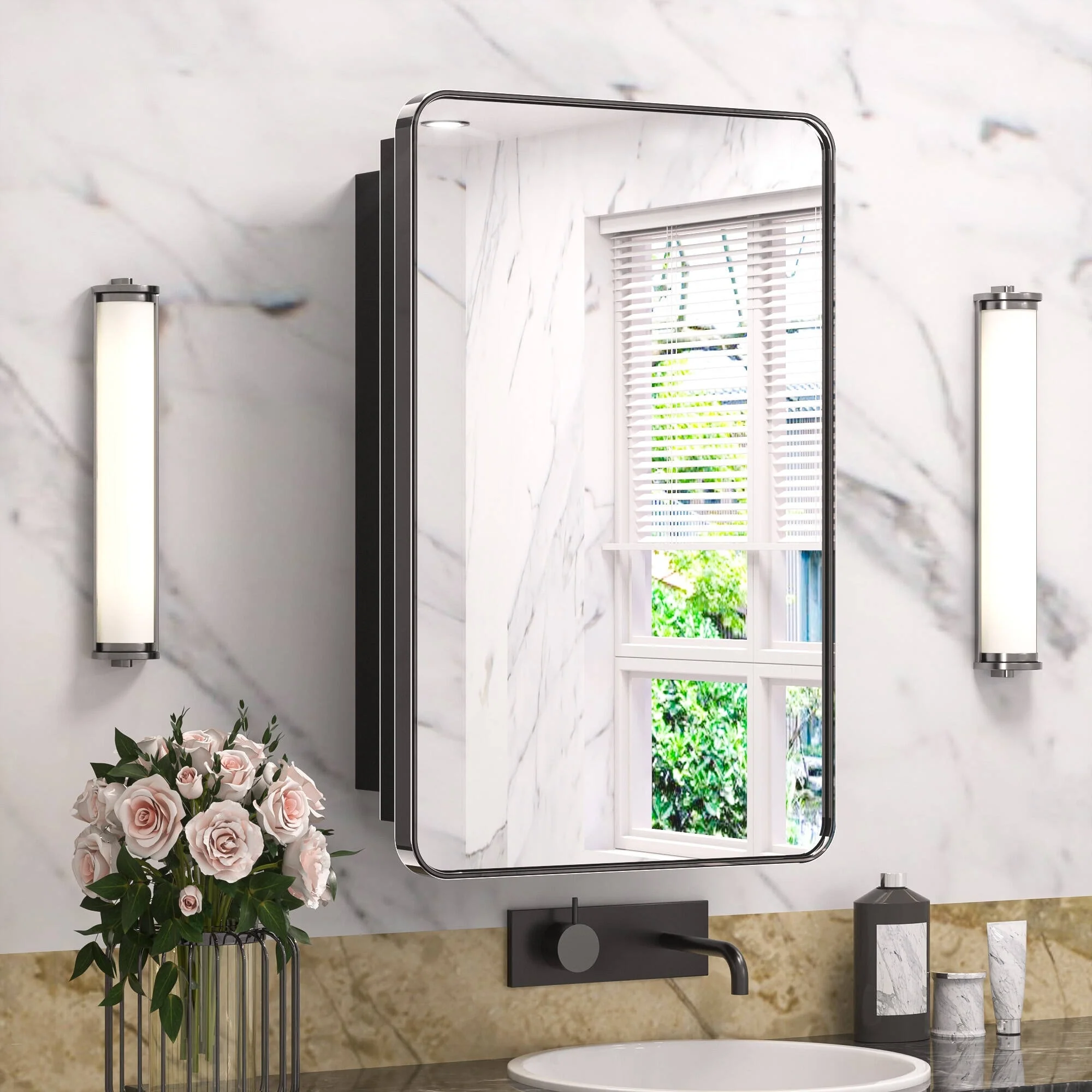 KEONJINN Medicine Cabinets for Bathroom with Mirror, Stainless Steel 1-3 Framed Doors