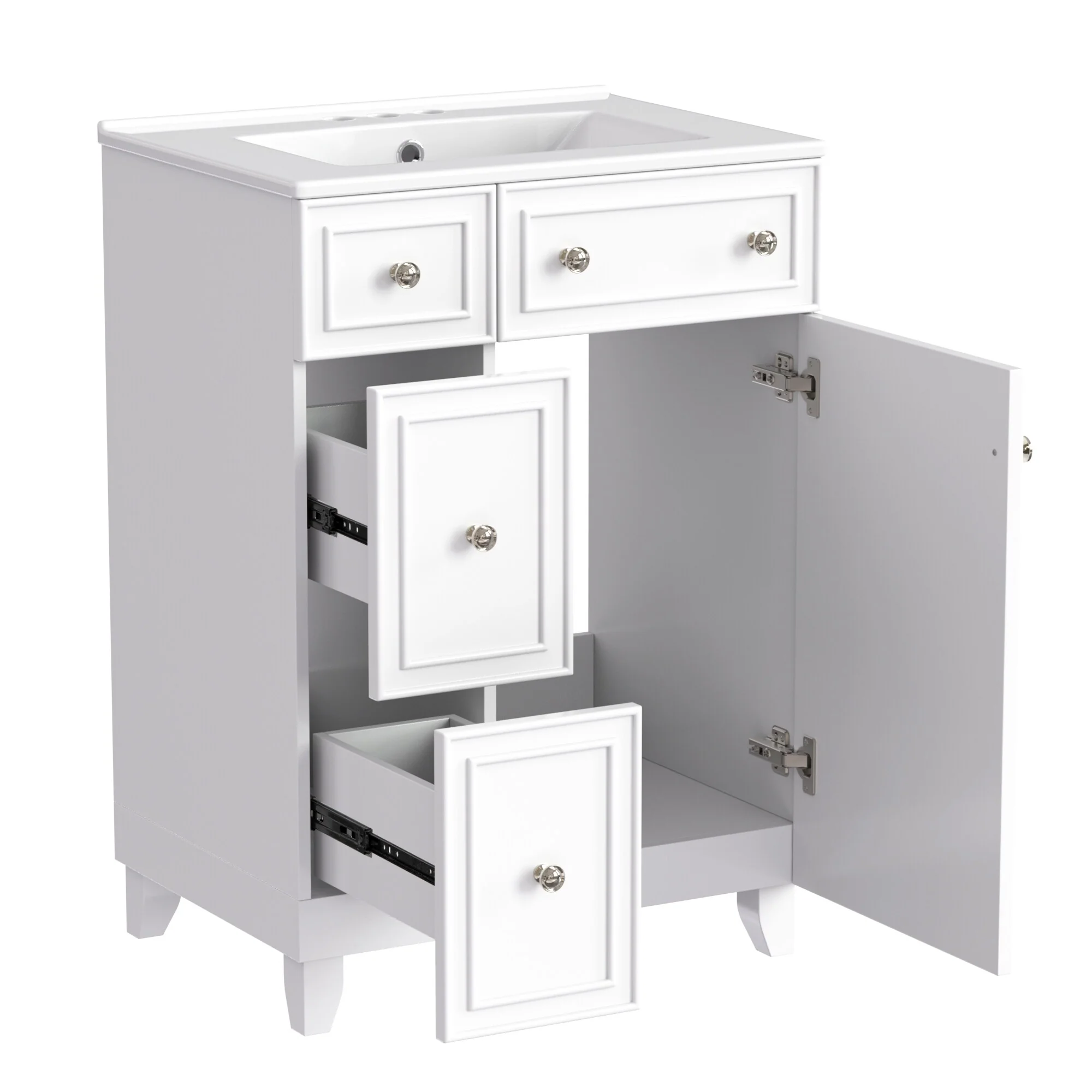 24-Inch Bathroom Vanity Cabinet with Ceramic Sink by Harper&Bright Designs