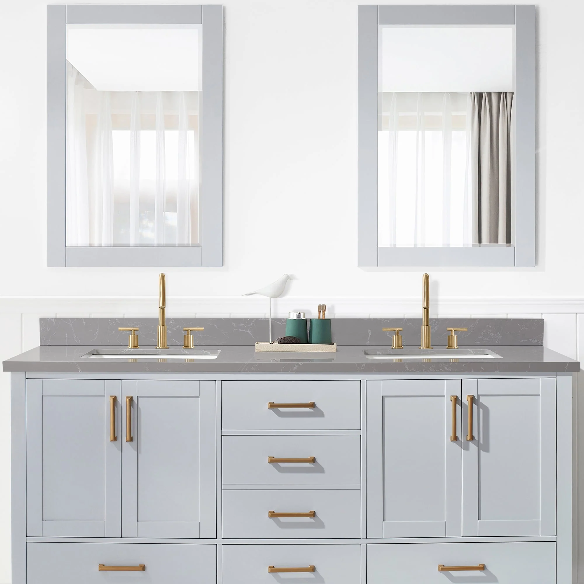 Jaen Composite Stone Vanity Top with White Rectangular Sink