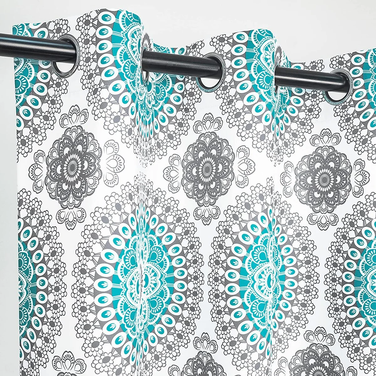 DriftAway Bella Medallion Printed Room Darkening Grommet Window Curtain Panel Pair