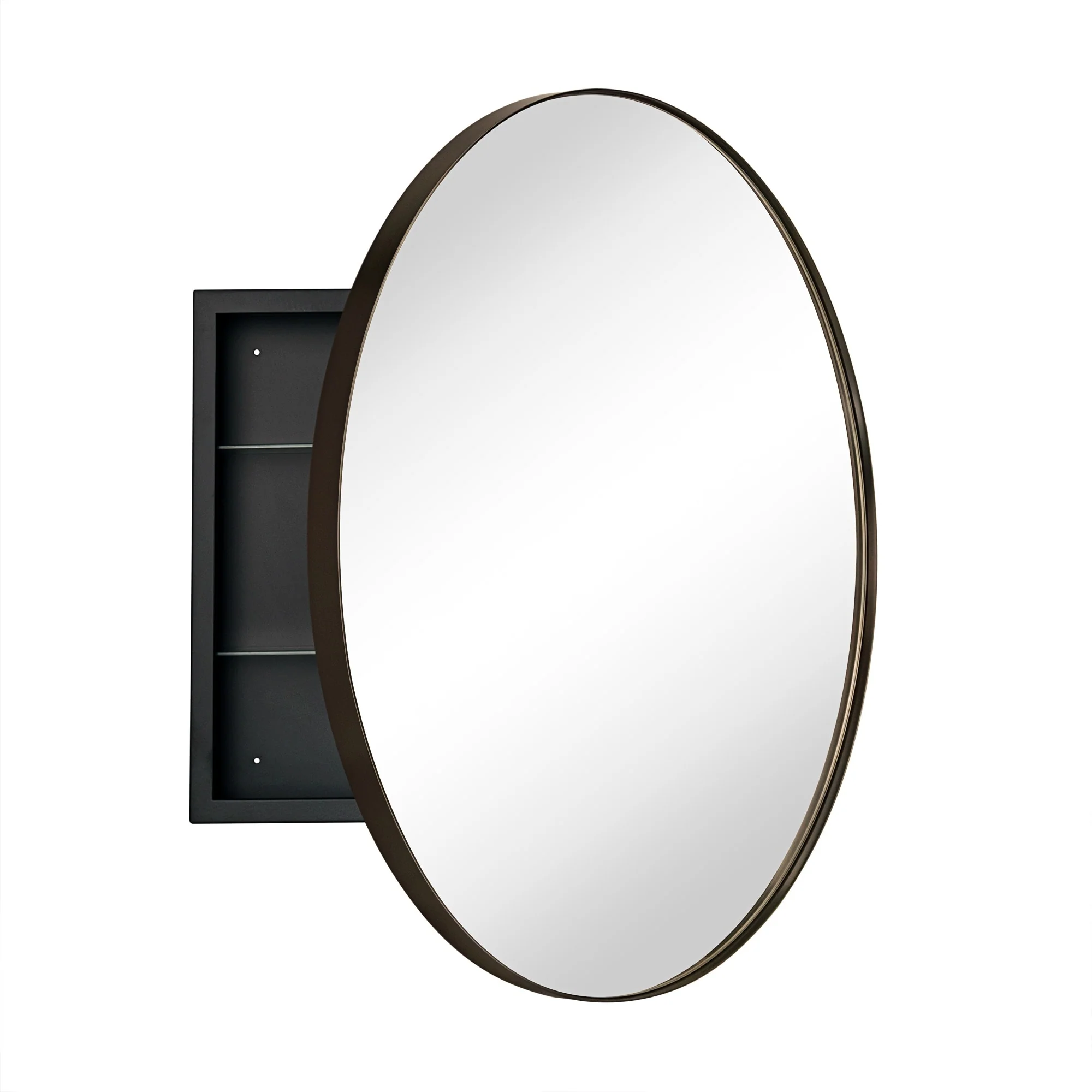 TEHOME Myriel Surface Mount Framed Round Medicine Cabinet with Mirror