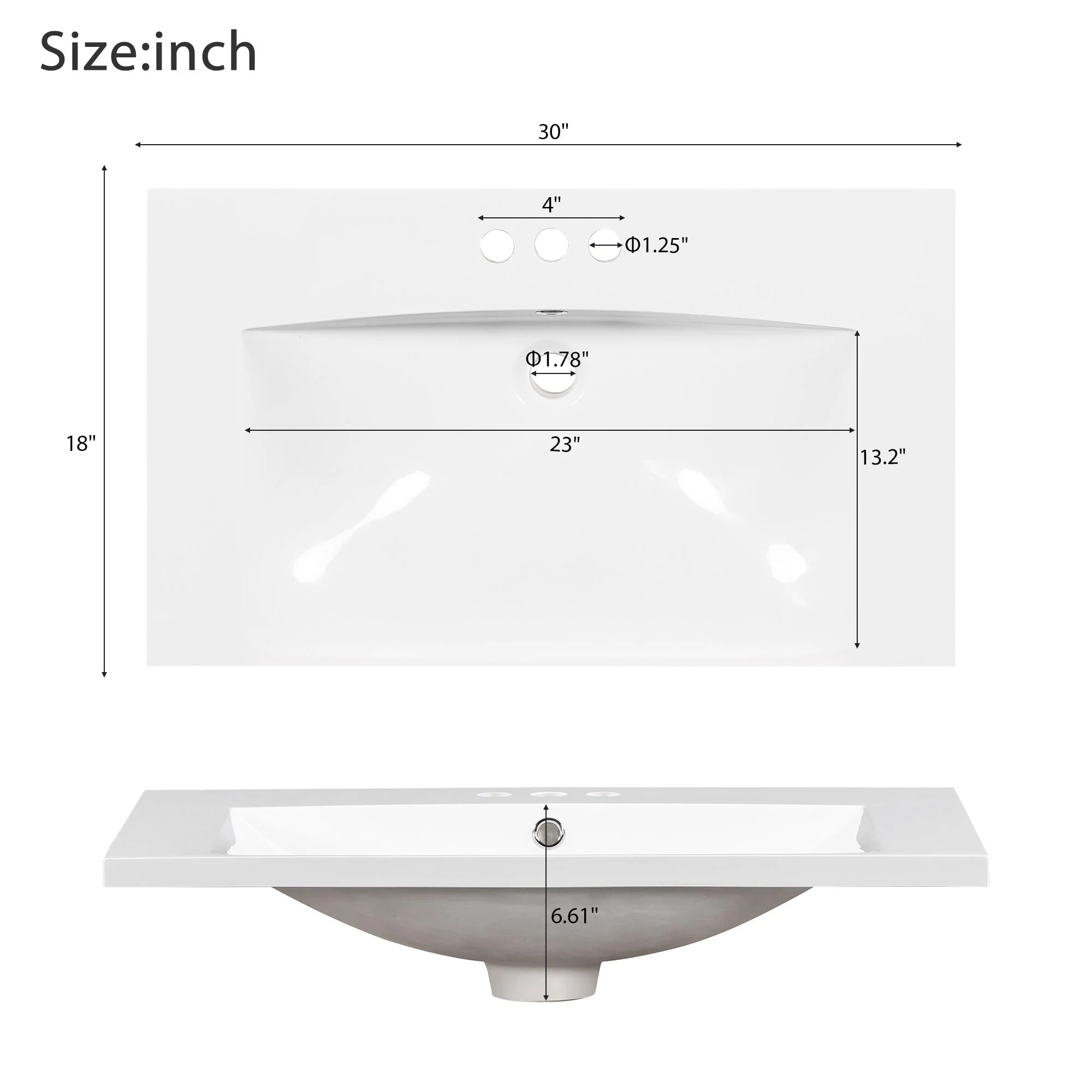 30 inches Freestanding Bathroom Vanity Set with Integrated Sink