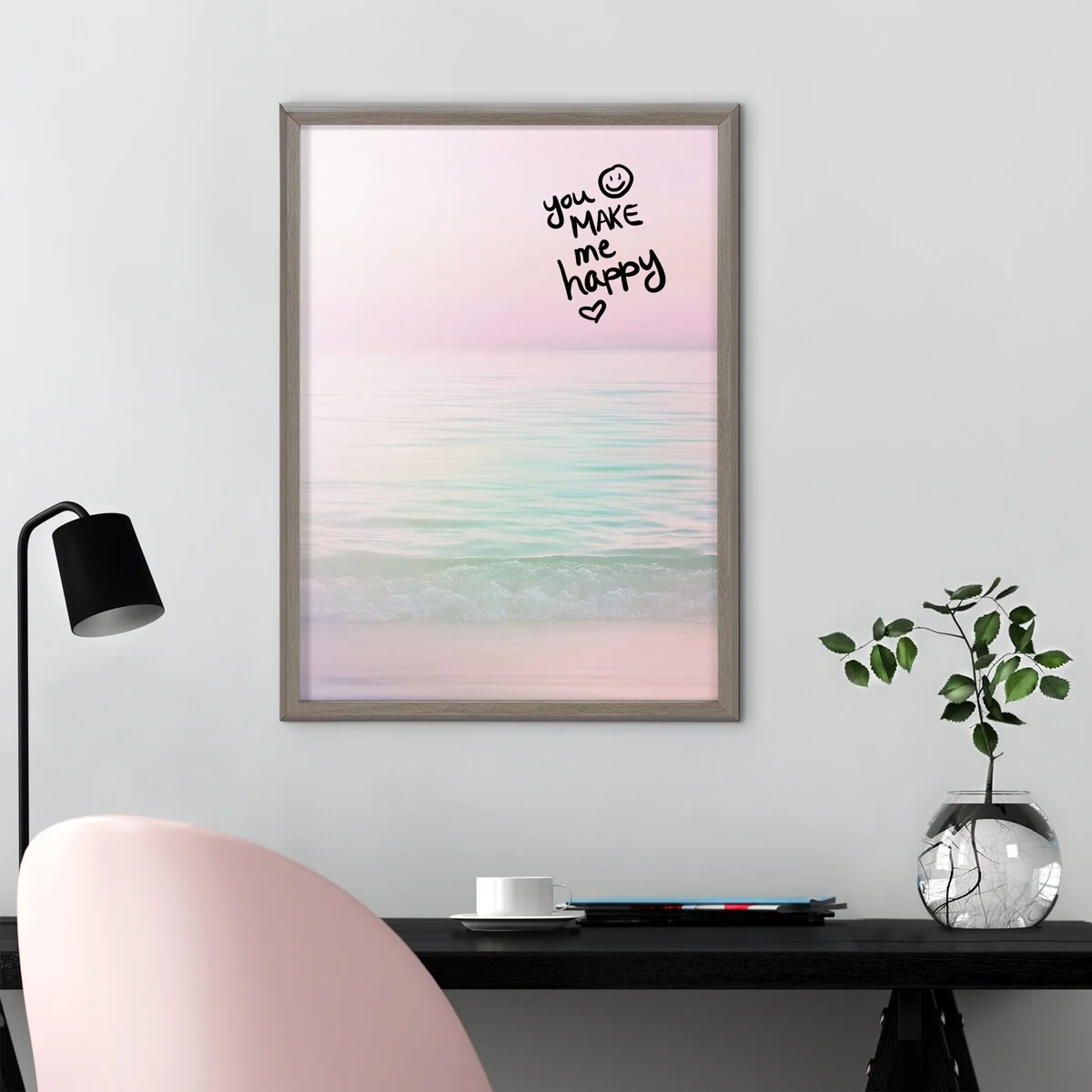 Kate and Laurel Blake Dreamy Pastel Seascape Framed Printed Glass by Dominique Vari - 18x24