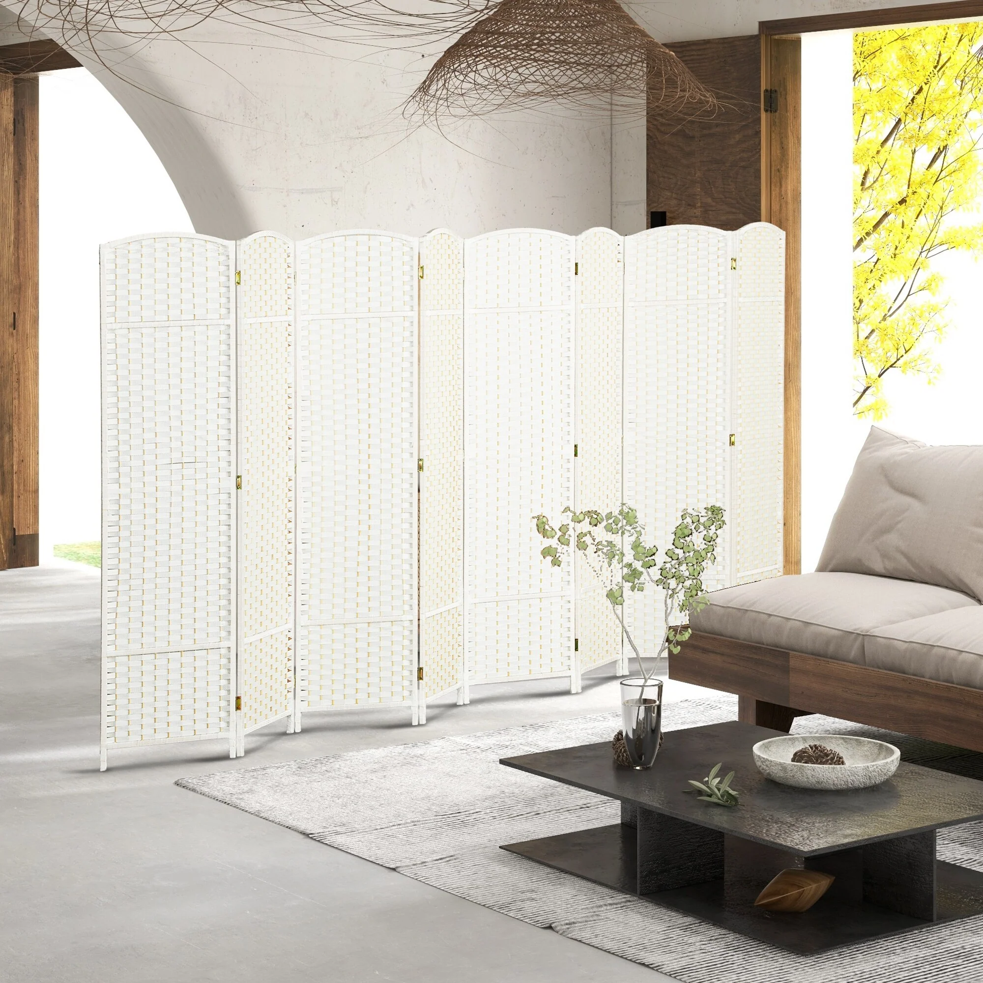 HOMCOM Room Divider, 8 Panel Folding Privacy Screen, 5.6' Tall Freestanding Wall Partition