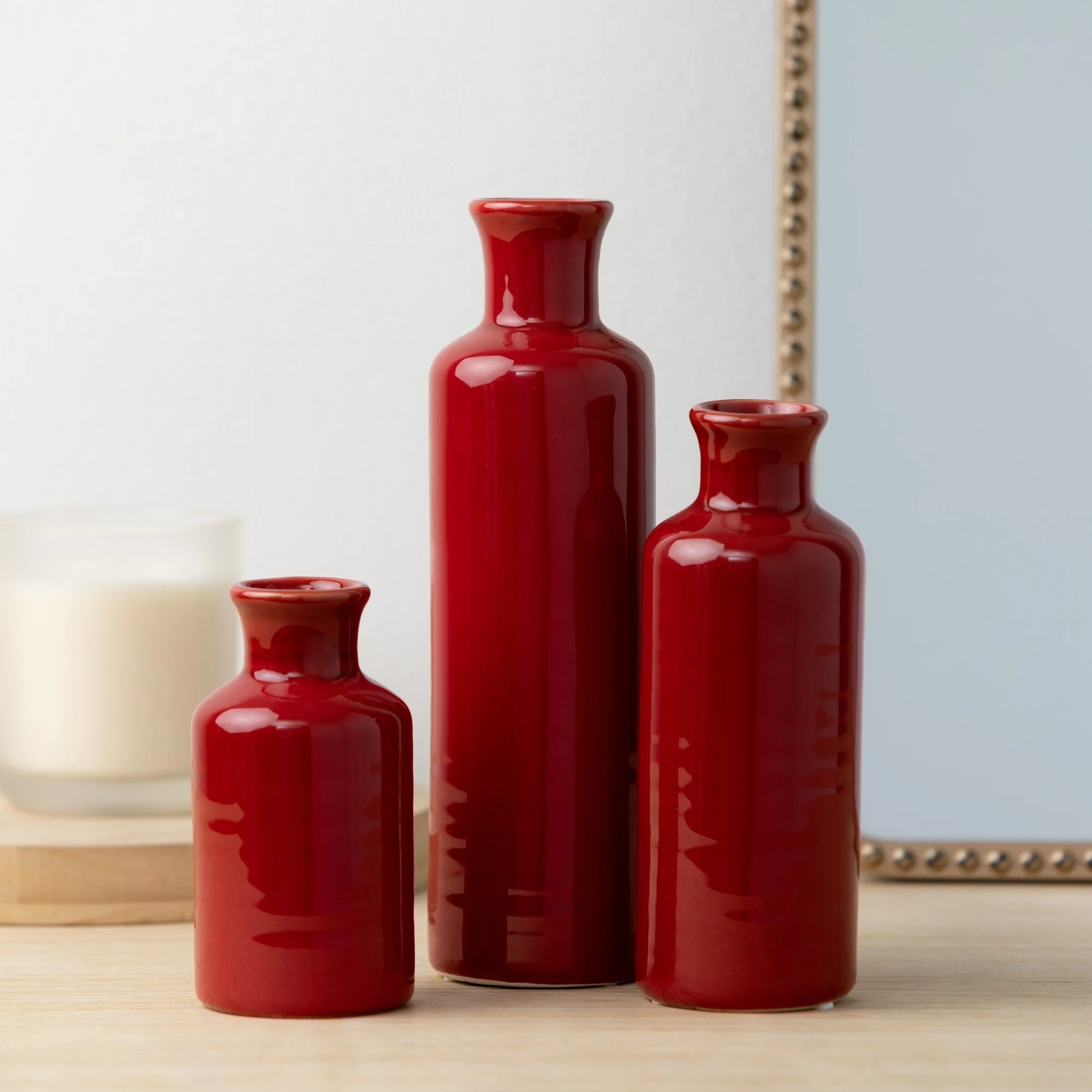 Sullivans Set of 3 Small Ceramic Bottle Vases 5