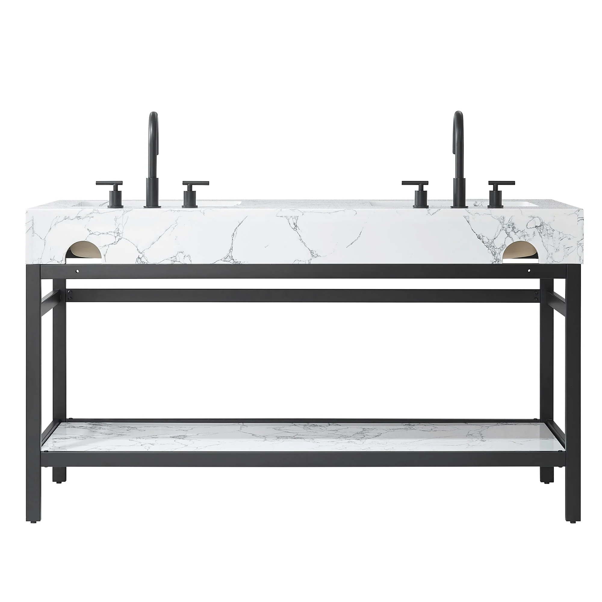 Ecija Bath Vanity, Metal Support with Composite Stone Top, no Mirror