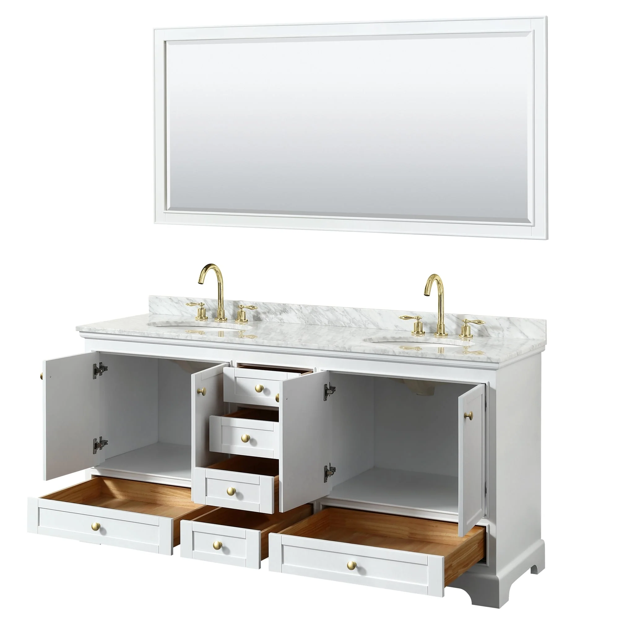 Deborah 72-inch Double Vanity, Oval Sinks, 70-inch Mirror