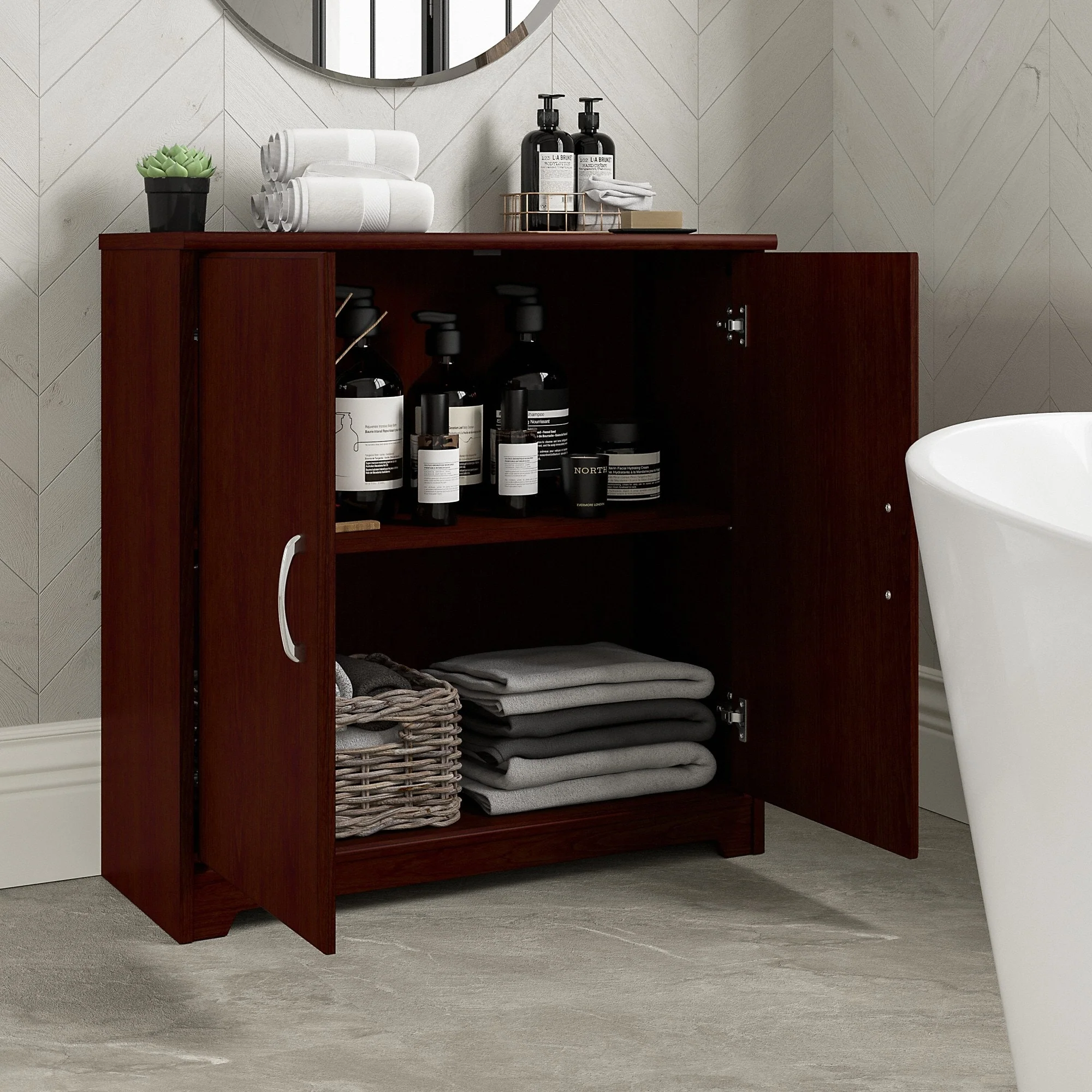 Cabot Small Bathroom Storage Cabinet with Doors by Bush Furniture
