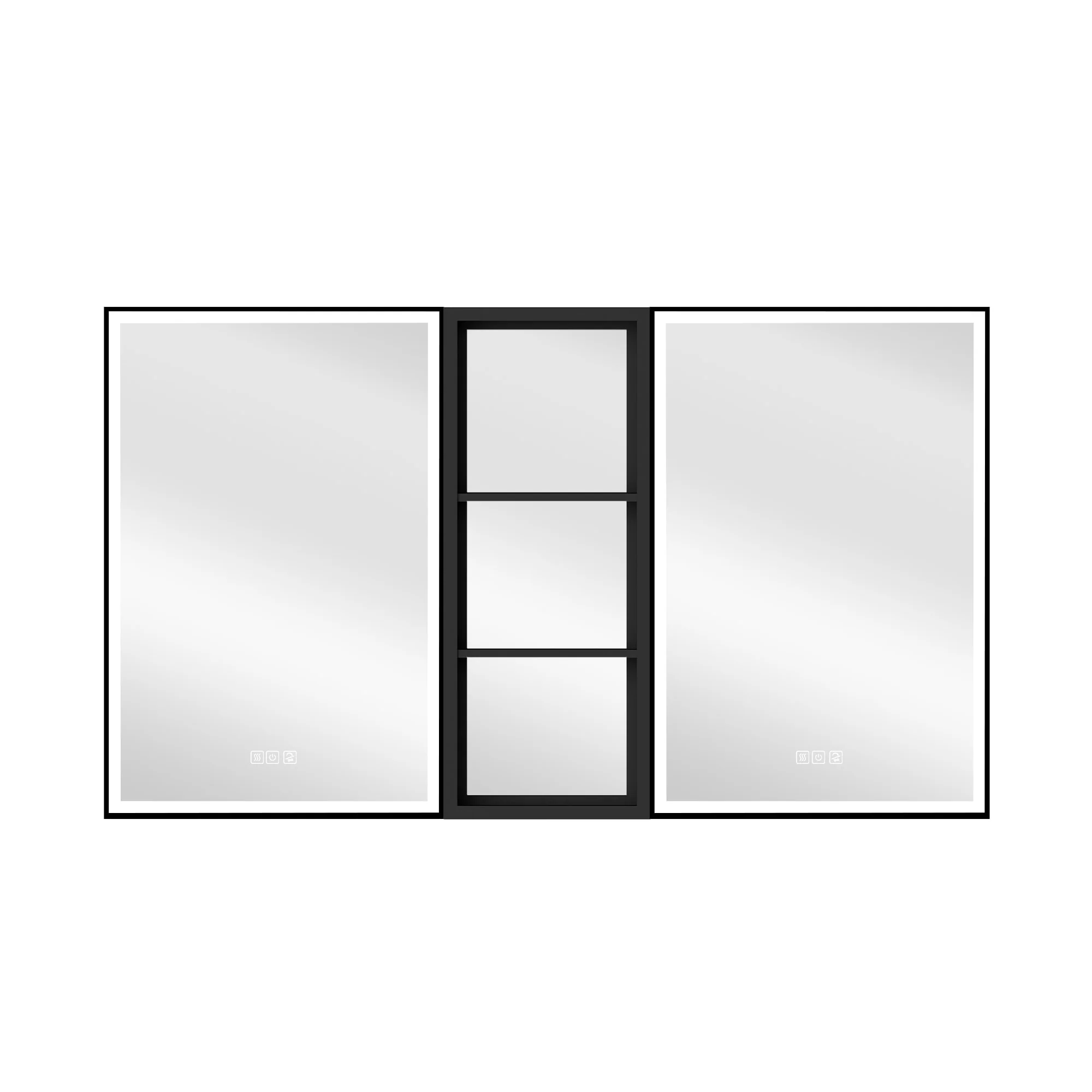 30 in. H Recessed or Surface Wall Mounted LED Mirror Cabinet With Black Side Cabinet