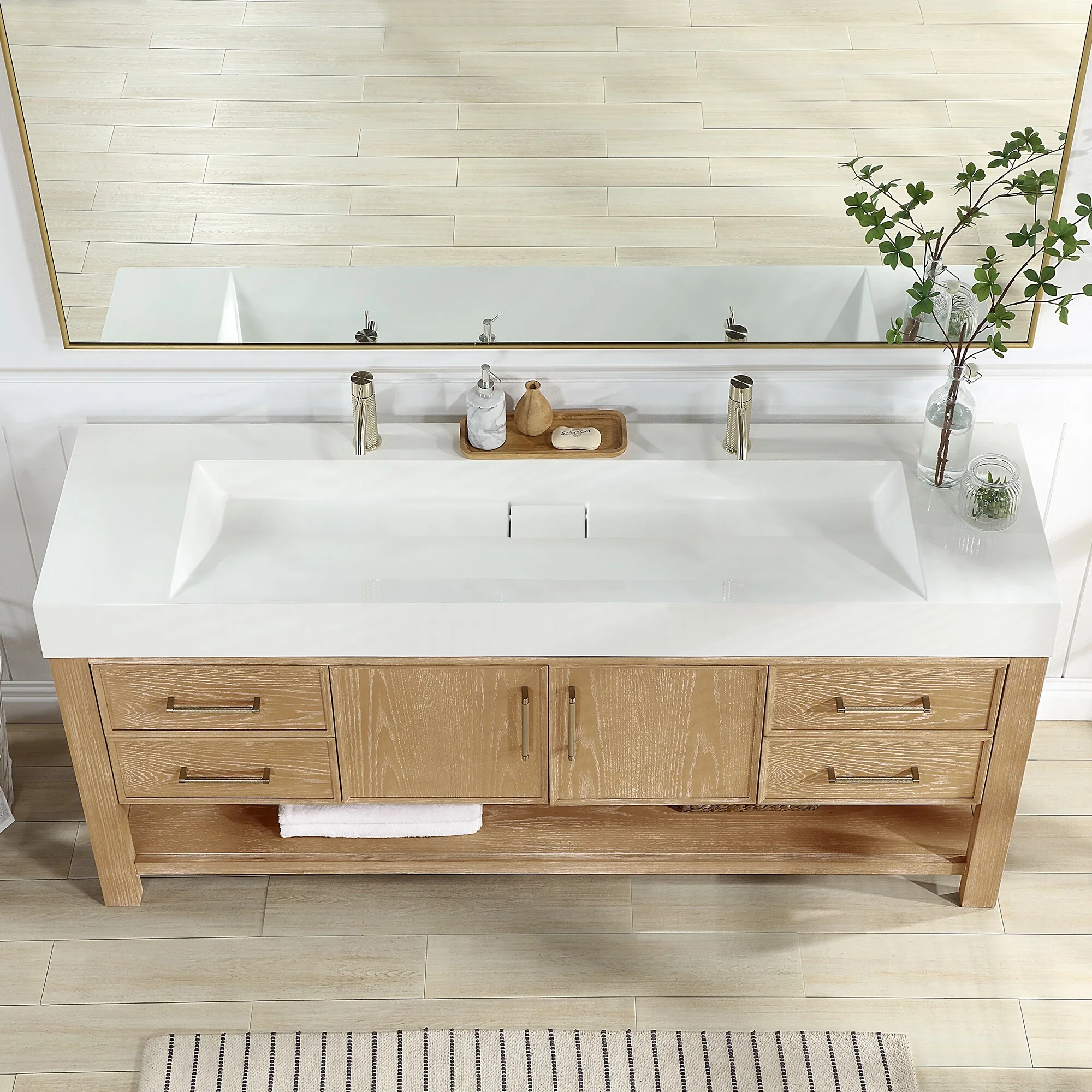Vera Bath Vanity with Integrated Stone Sink Top and Mirror