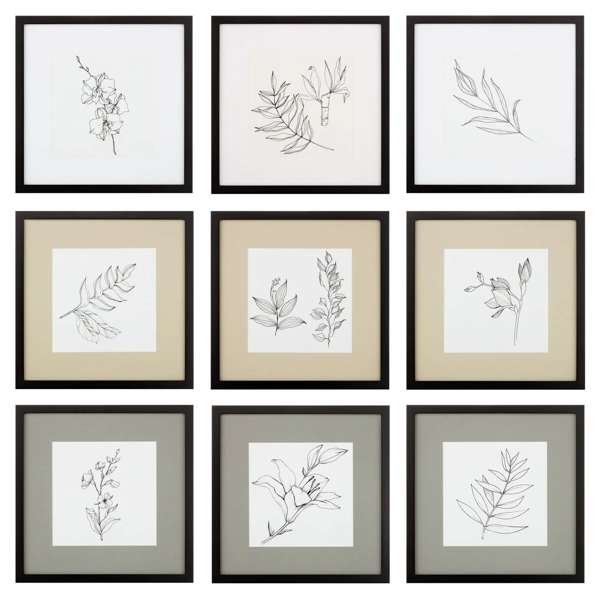 9 Piece Gallery Wall Frame Set with Decorative Art & Hanging Template