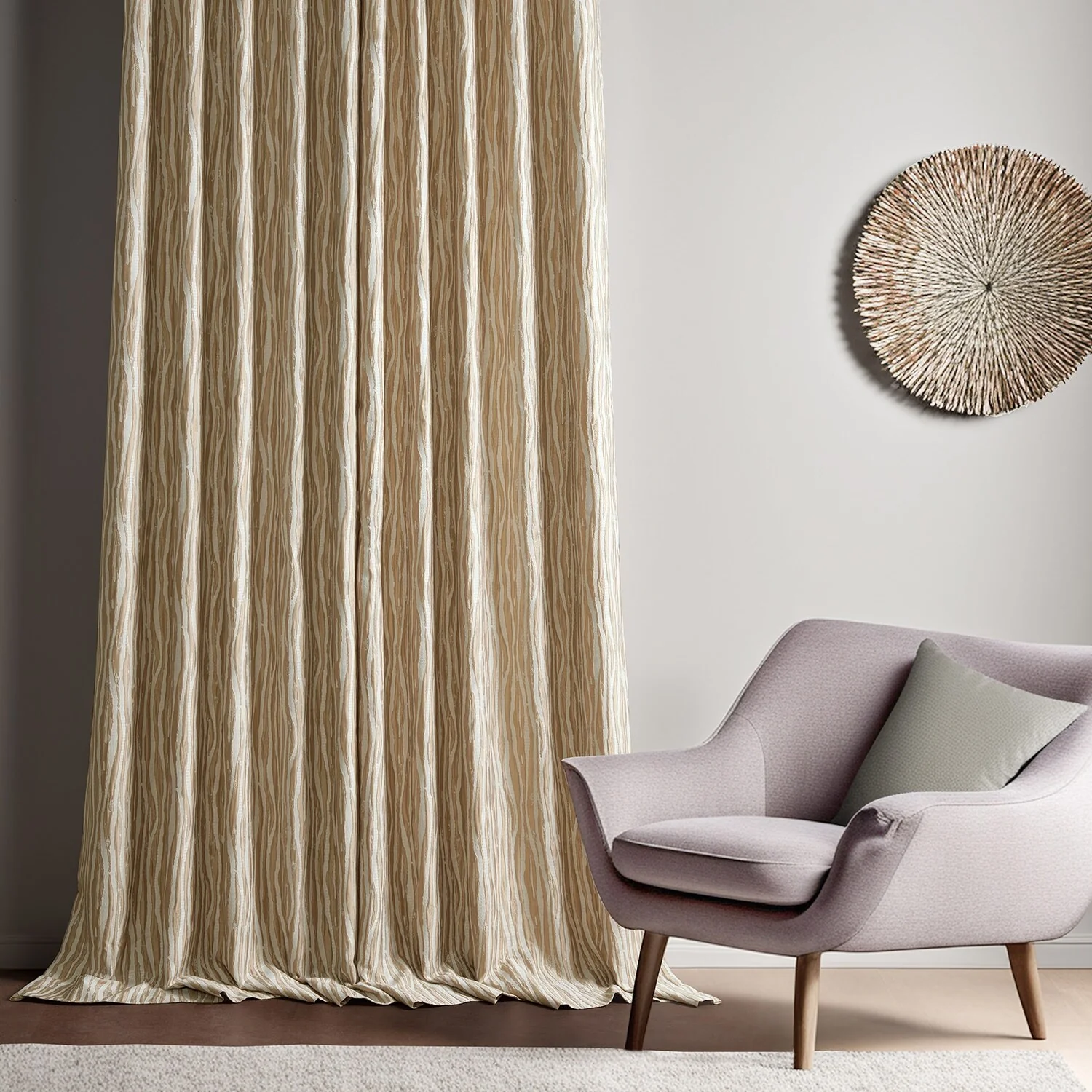 Exclusive Fabrics Jacquard Faux Silk Curtains - 1 Panel Room Darkening Curtain